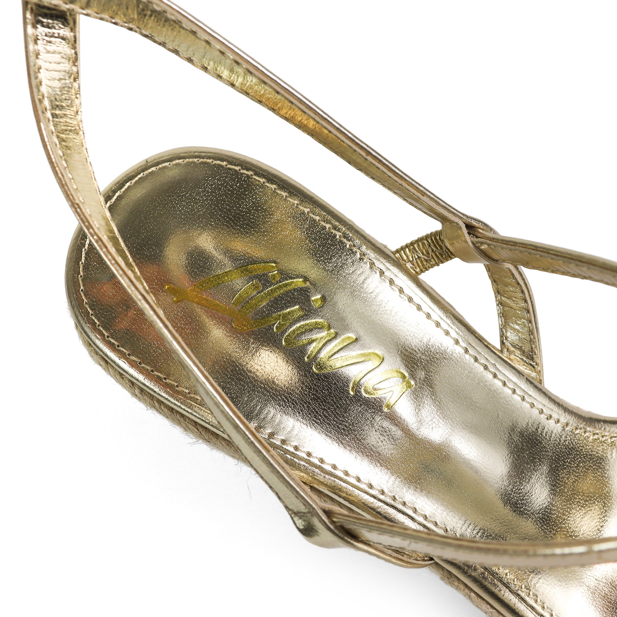 LEAH-3 OPEN TOE STRAPPY ANKLE STRAP W/ WEDGE SANDAL GOLD