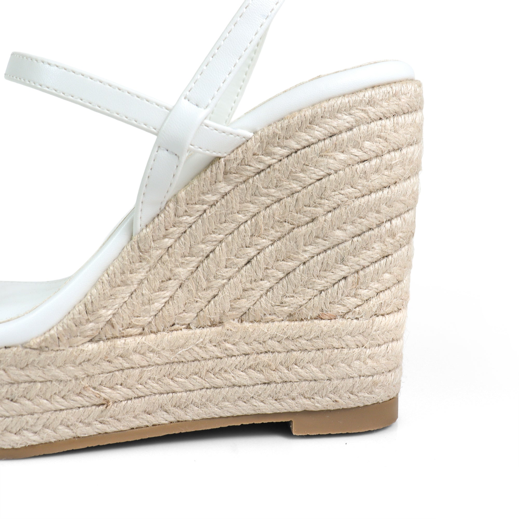 LEAH-3 OPEN TOE STRAPPY ANKLE STRAP W/ WEDGE SANDAL WHITE