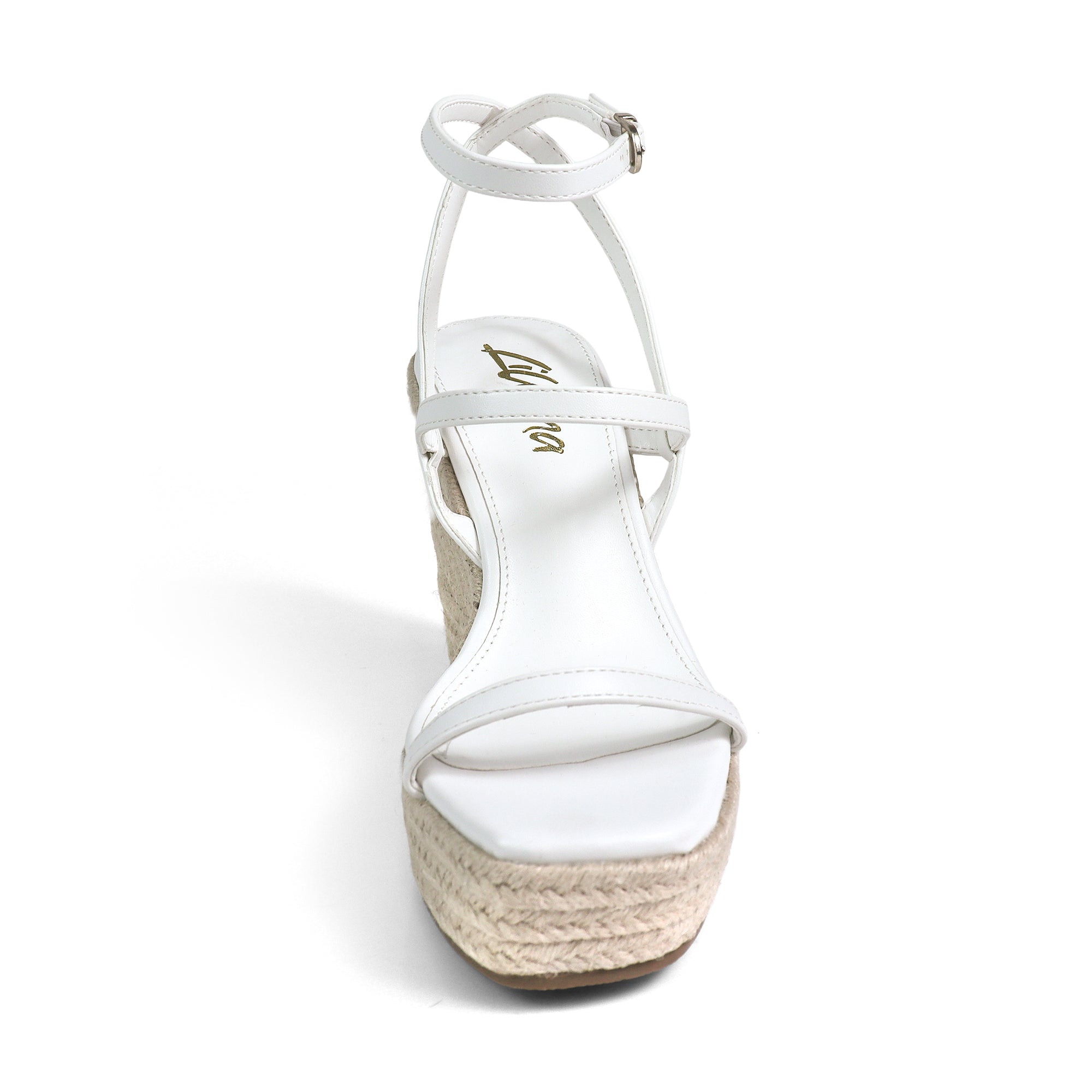 LEAH-3 OPEN TOE STRAPPY ANKLE STRAP W/ WEDGE SANDAL WHITE