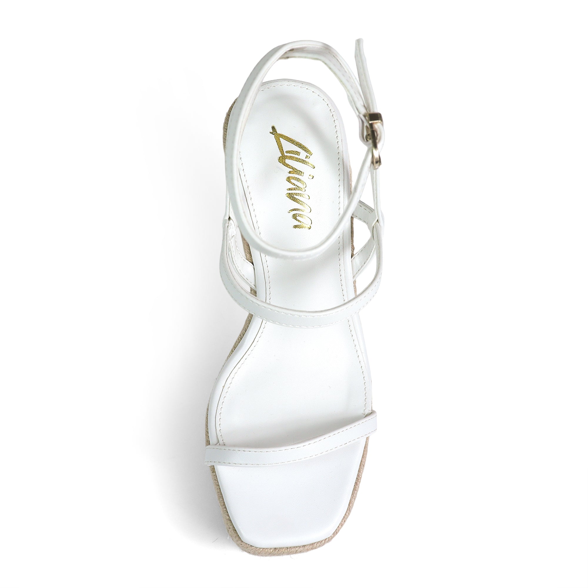 LEAH-3 OPEN TOE STRAPPY ANKLE STRAP W/ WEDGE SANDAL WHITE