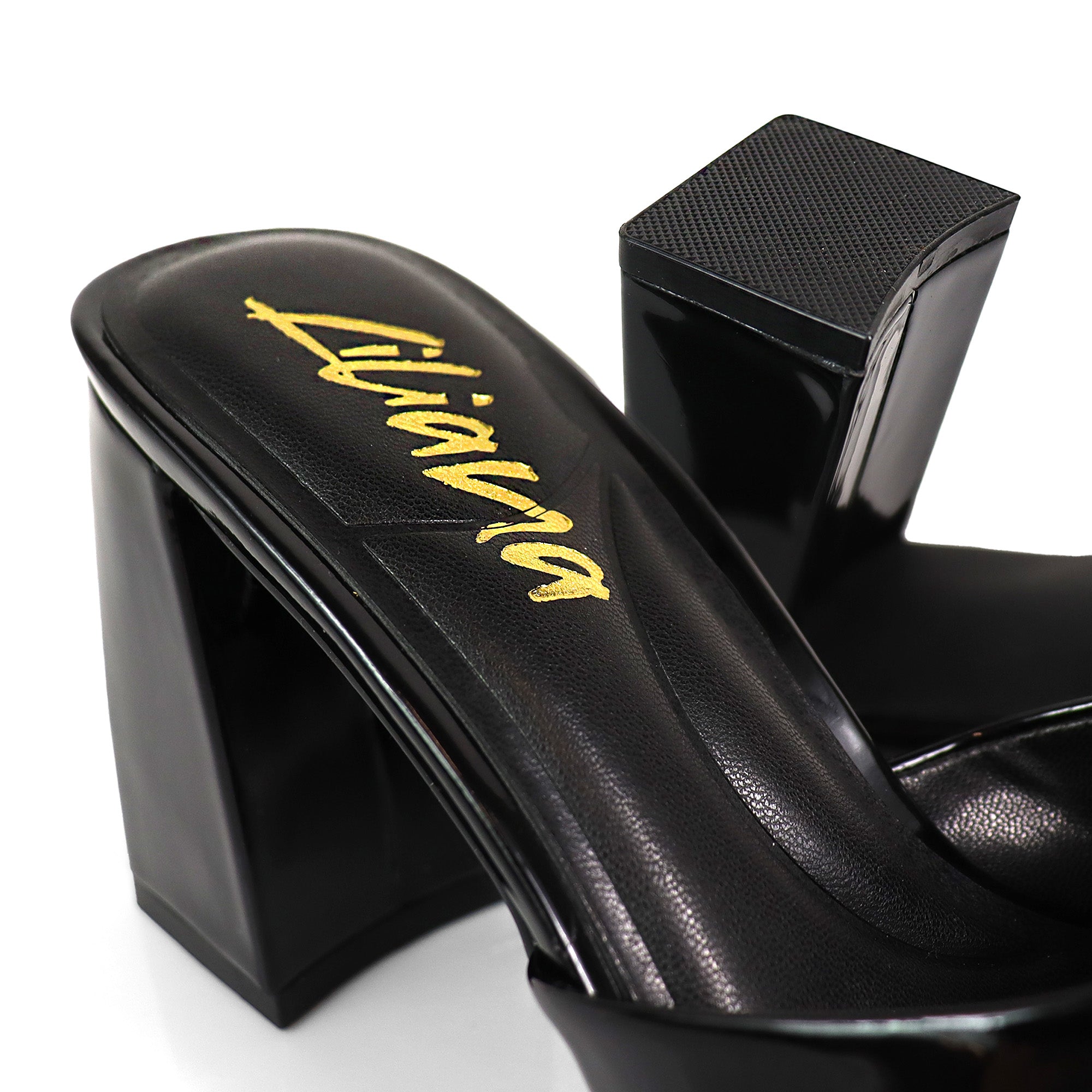 LEANA-56 CONFORT INSOLE BUCKLE MULE W/ CHUNKY HEEL BLACK