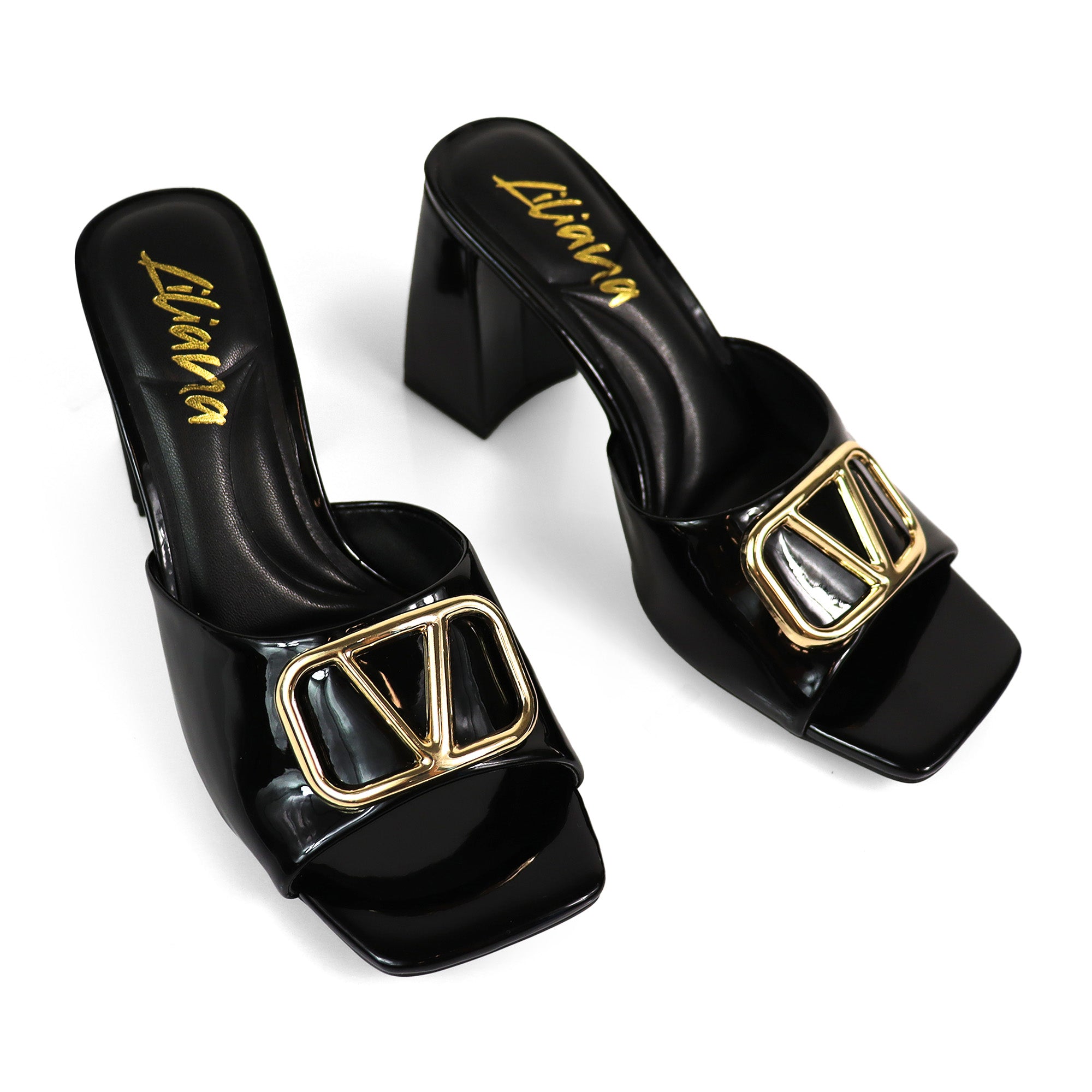 LEANA-56 CONFORT INSOLE BUCKLE MULE W/ CHUNKY HEEL BLACK