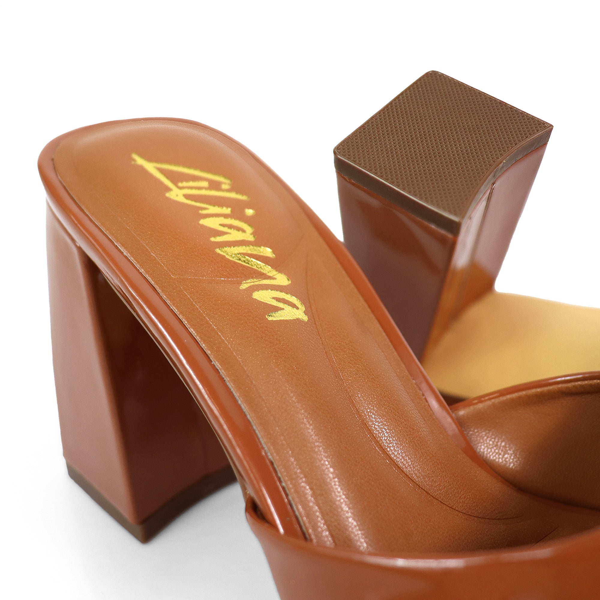 LEANA-56 CONFORT INSOLE BUCKLE MULE W/ CHUNKY HEEL MOCHA