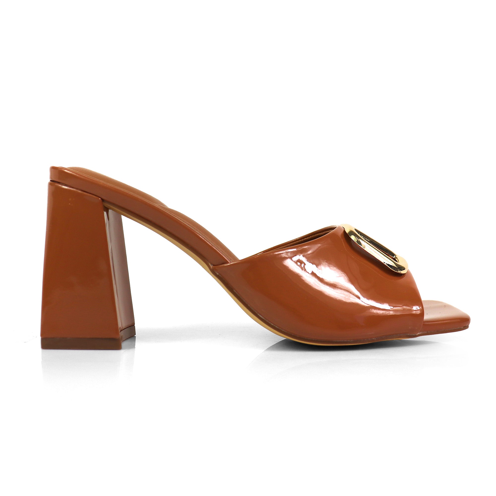 LEANA-56 CONFORT INSOLE BUCKLE MULE W/ CHUNKY HEEL MOCHA