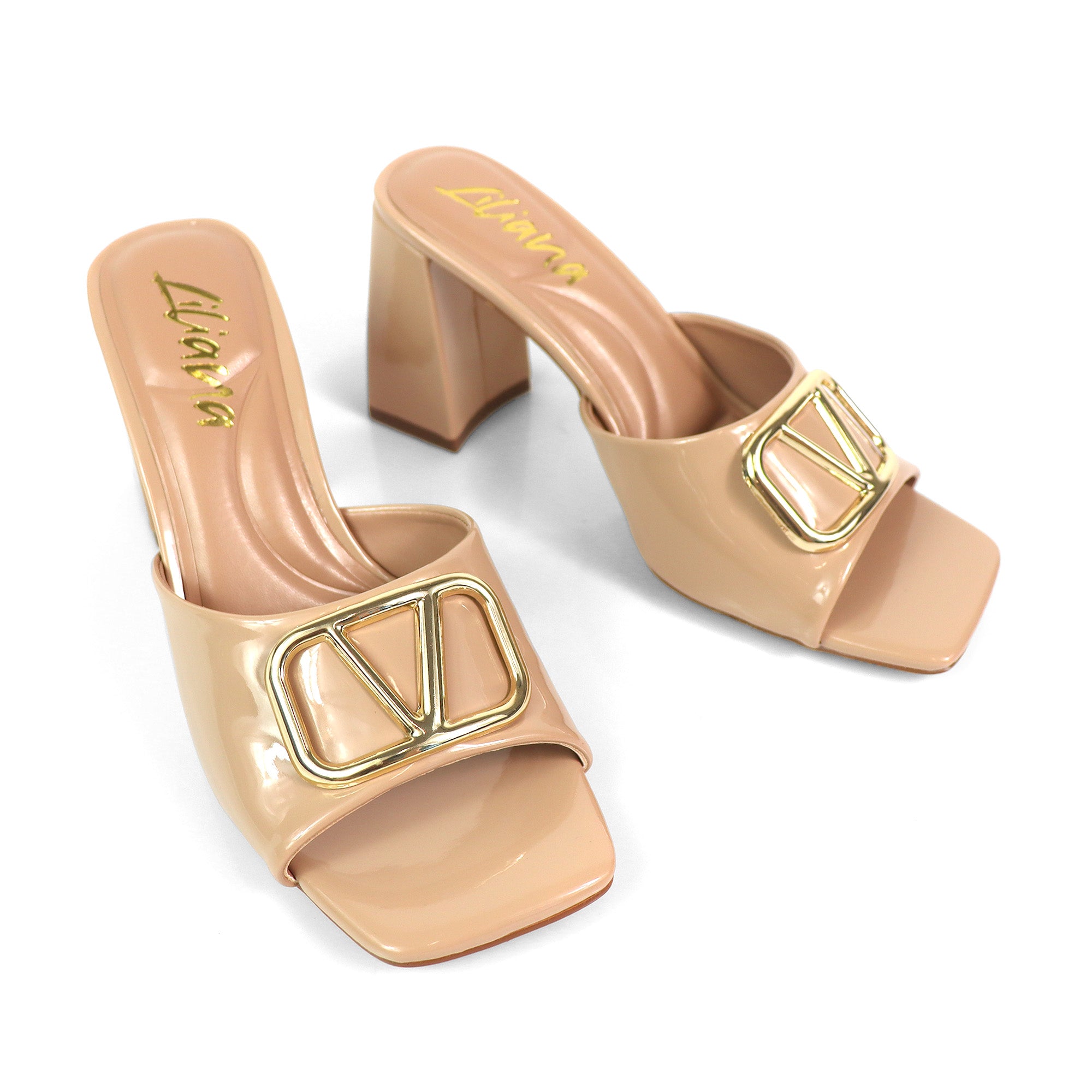 LEANA-56 CONFORT INSOLE BUCKLE MULE W/ CHUNKY HEEL NUDE