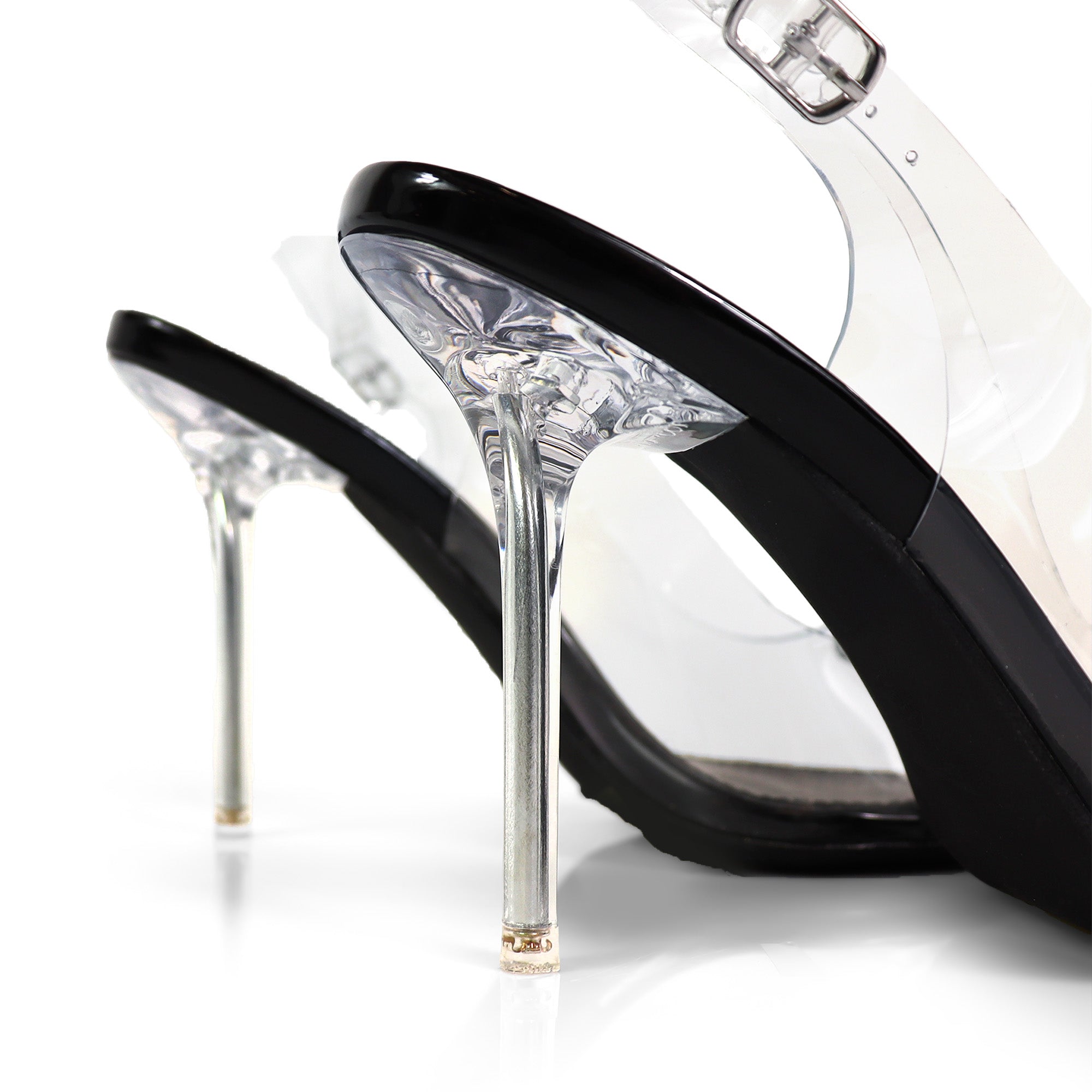 LEILANI-1 POINTIED TOE RHINESTONE BUCKLE PUMP W/SLINGBACK BLACK