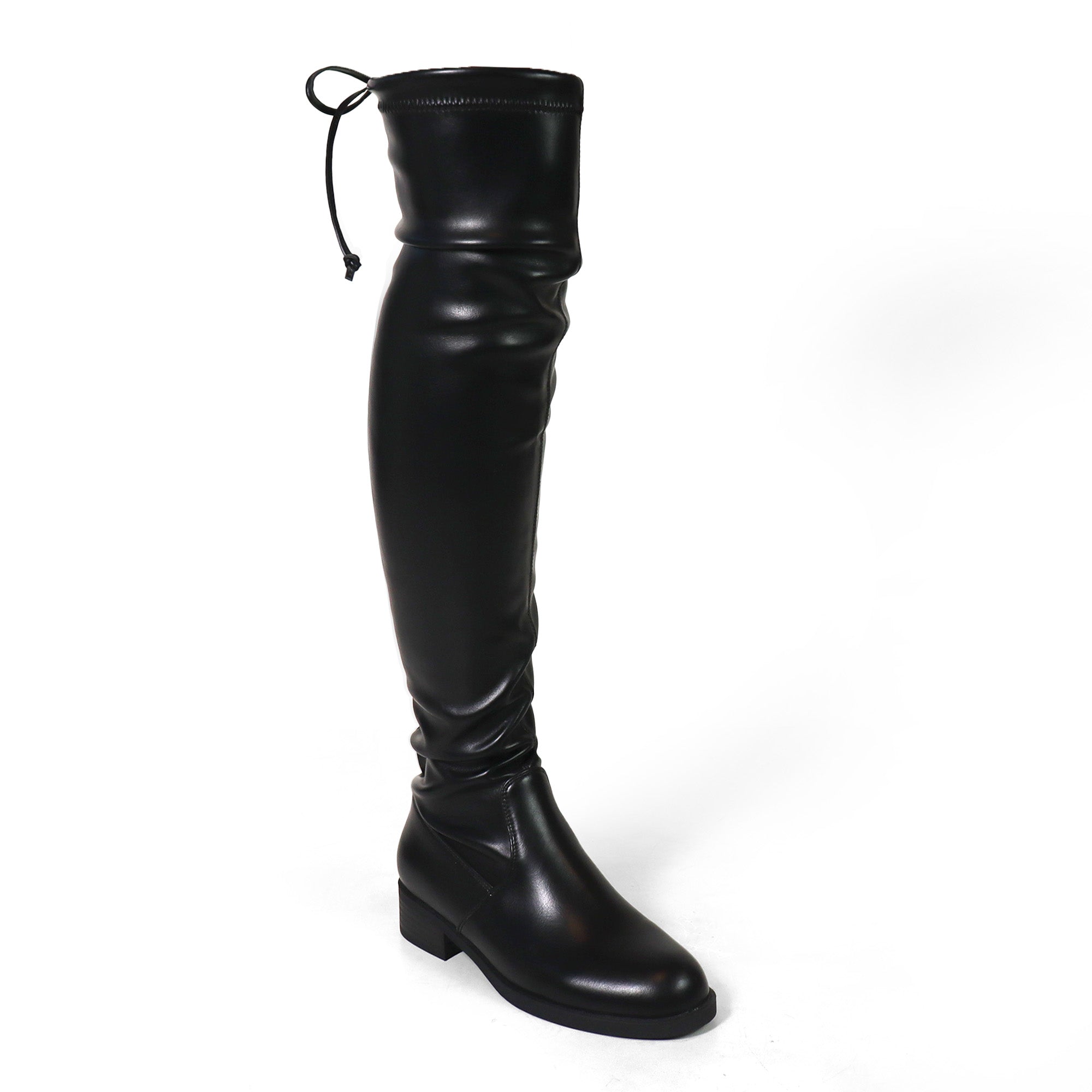 LETIZIA-1 THIGH HIGH SUPER STRETCH BOOTS BLACK PU