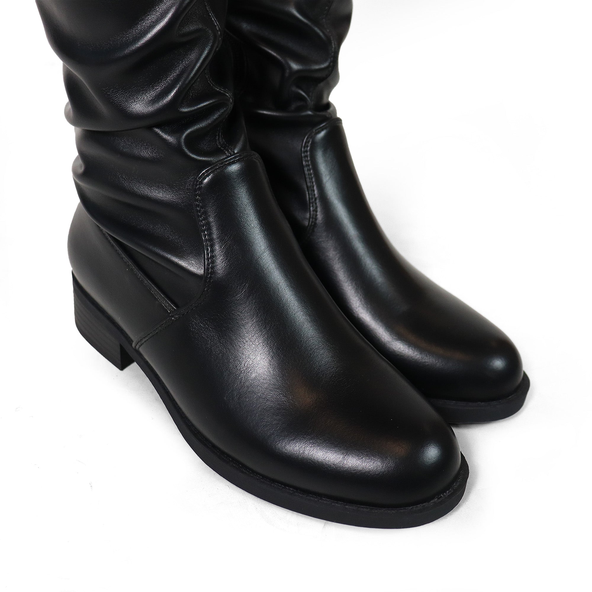 LETIZIA-1 THIGH HIGH SUPER STRETCH BOOTS BLACK PU