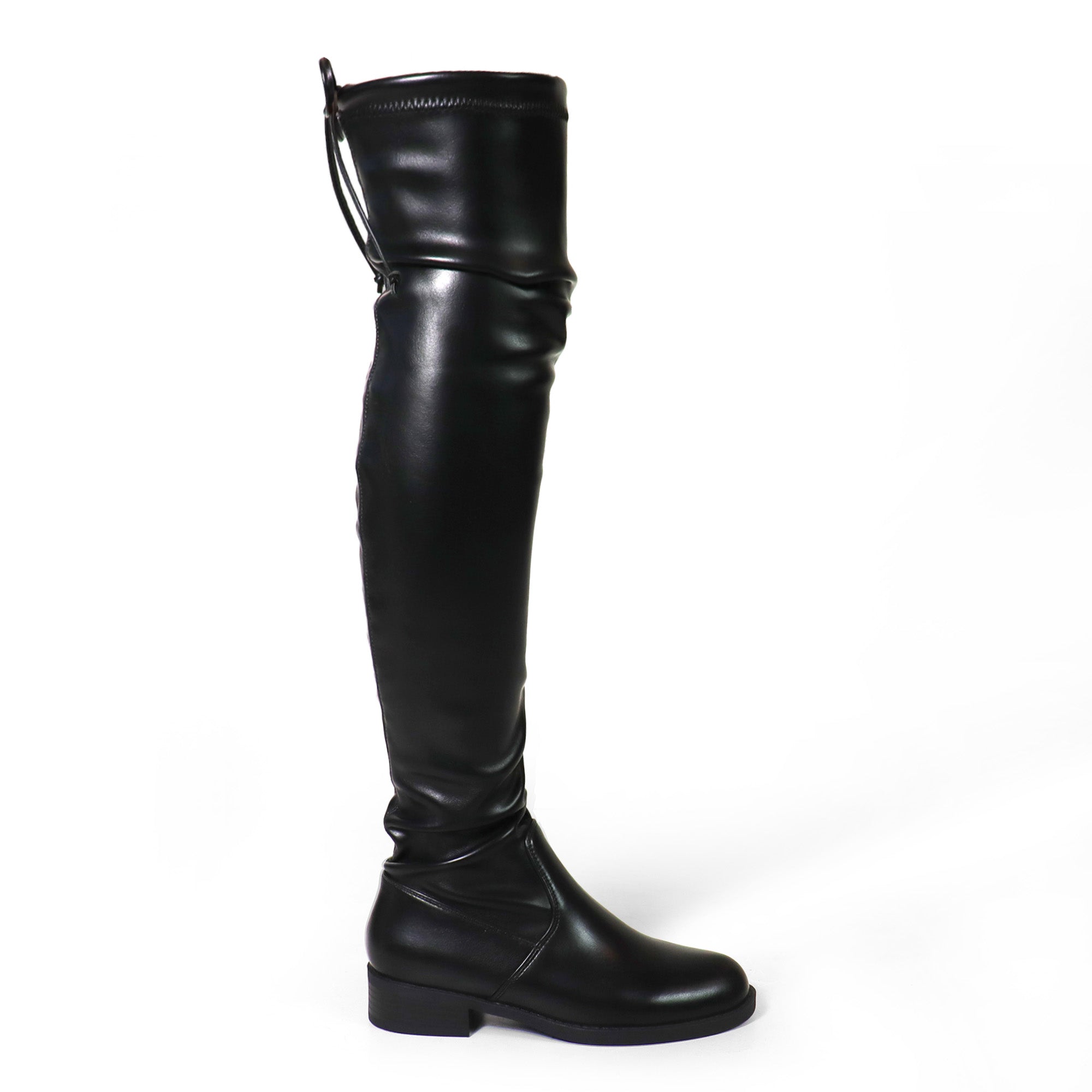 LETIZIA-1 THIGH HIGH SUPER STRETCH BOOTS BLACK PU
