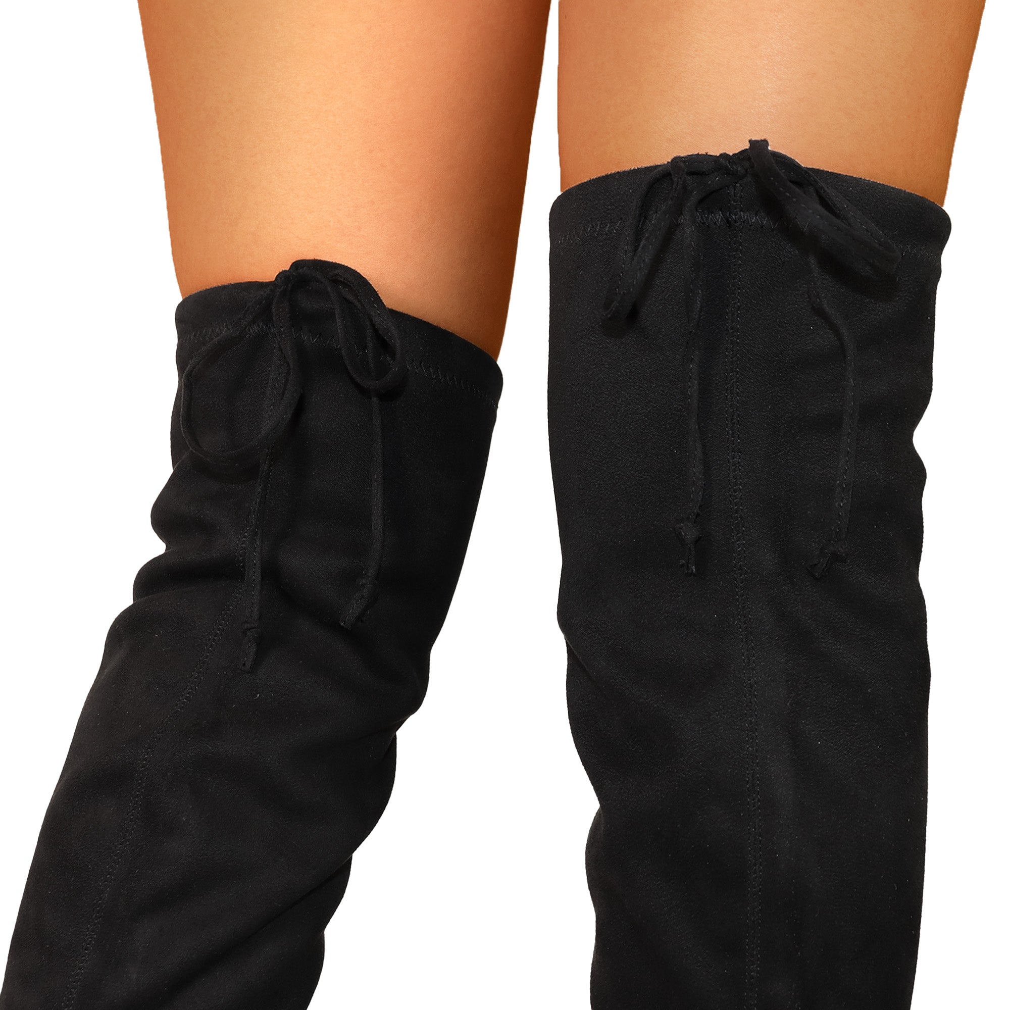 LETIZIA-1 THIGH HIGH SUPER STRETCH BOOTS BLACK SUEDE