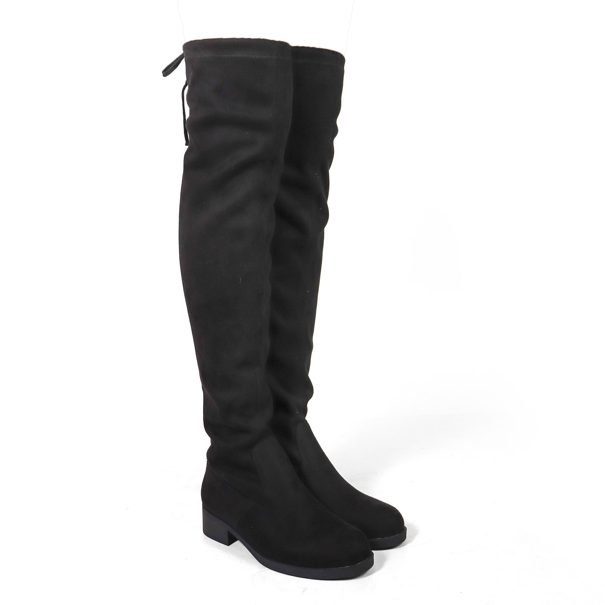 LETIZIA-1 THIGH HIGH SUPER STRETCH BOOTS BLACK SUEDE