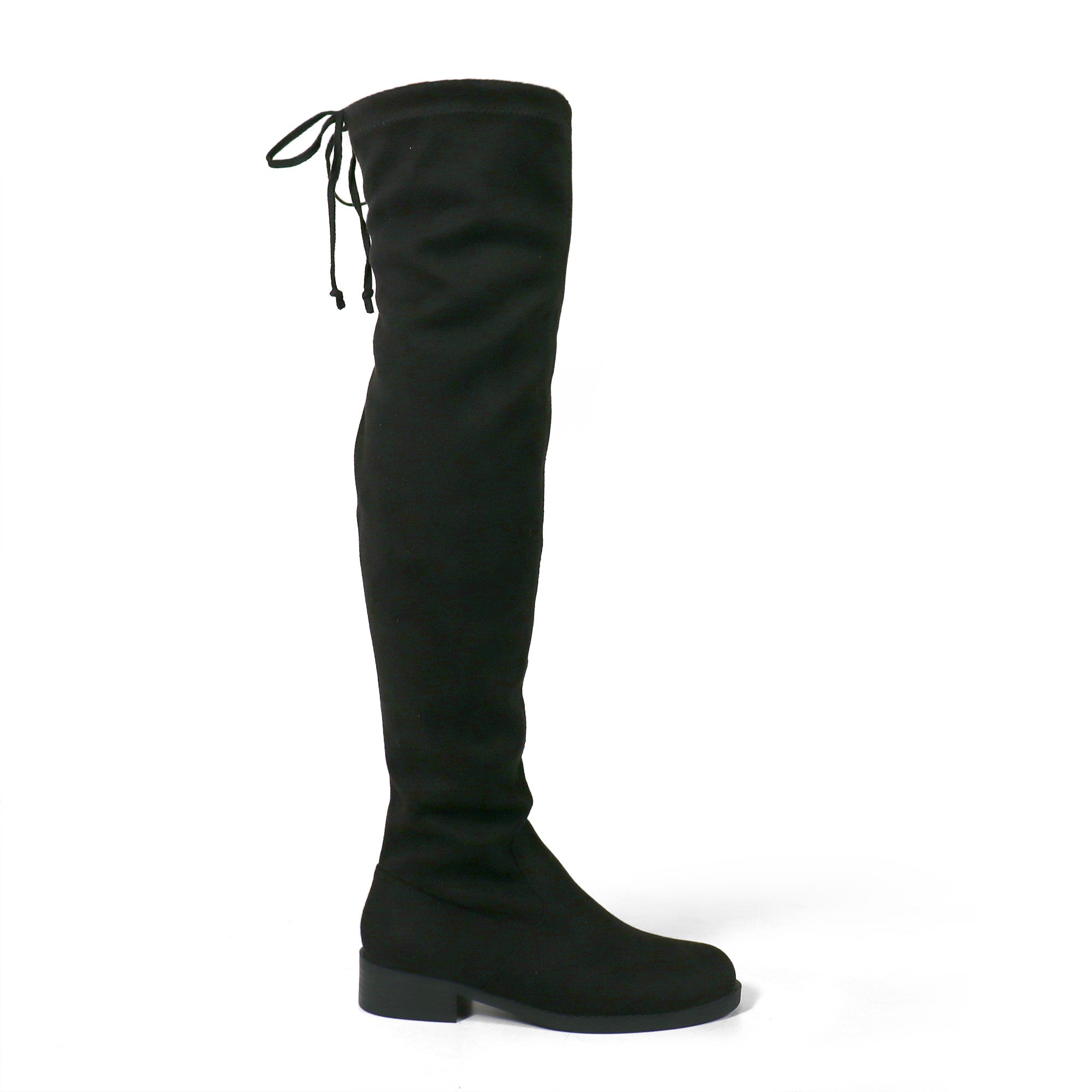 LETIZIA-1 THIGH HIGH SUPER STRETCH BOOTS BLACK SUEDE
