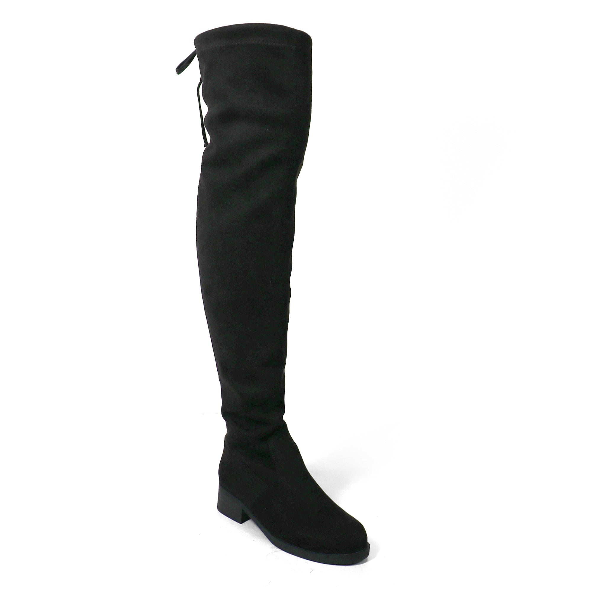 LETIZIA-1 THIGH HIGH SUPER STRETCH BOOTS BLACK SUEDE