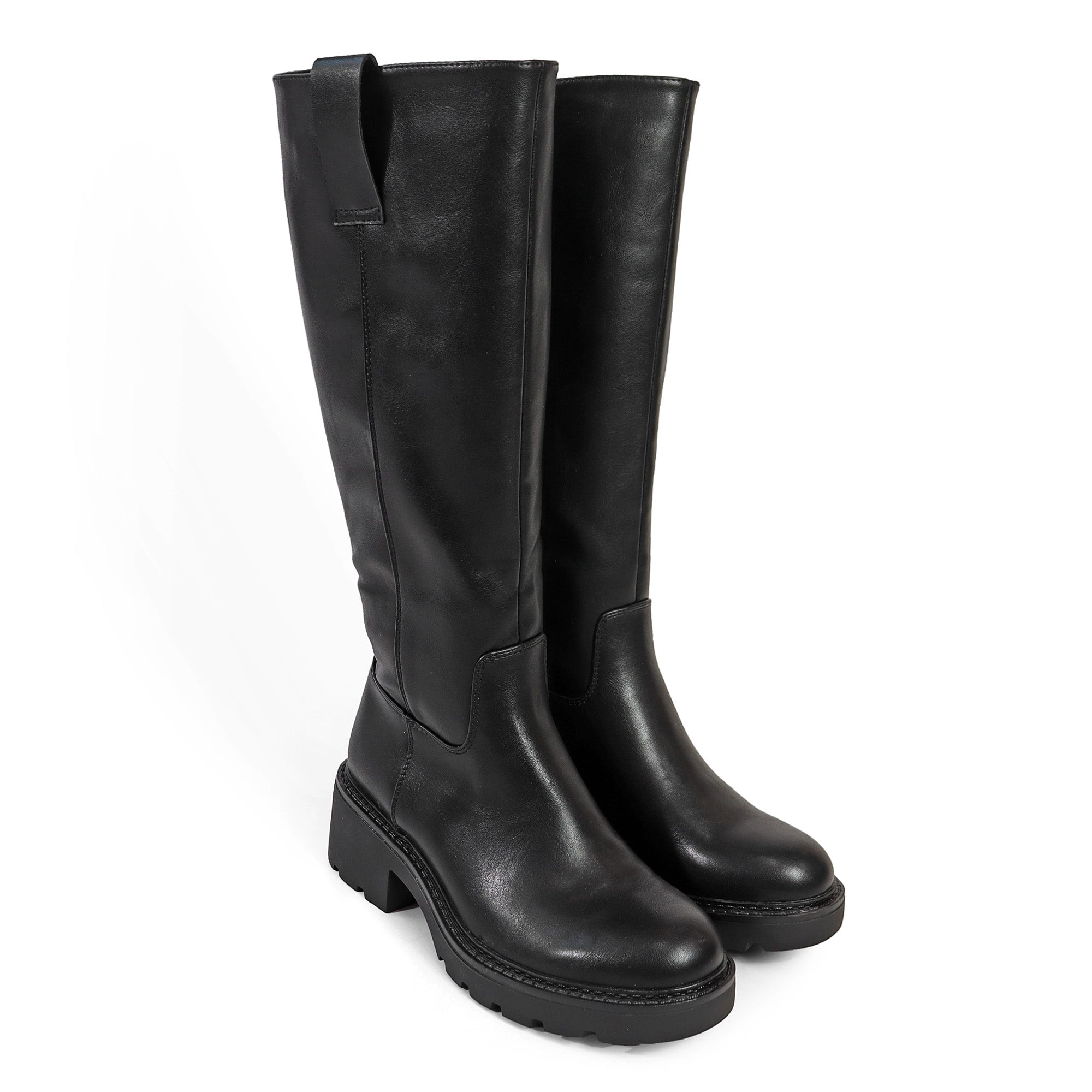 LINDSEY-1 CALF BOOT W/ LUG SOLE BLACK