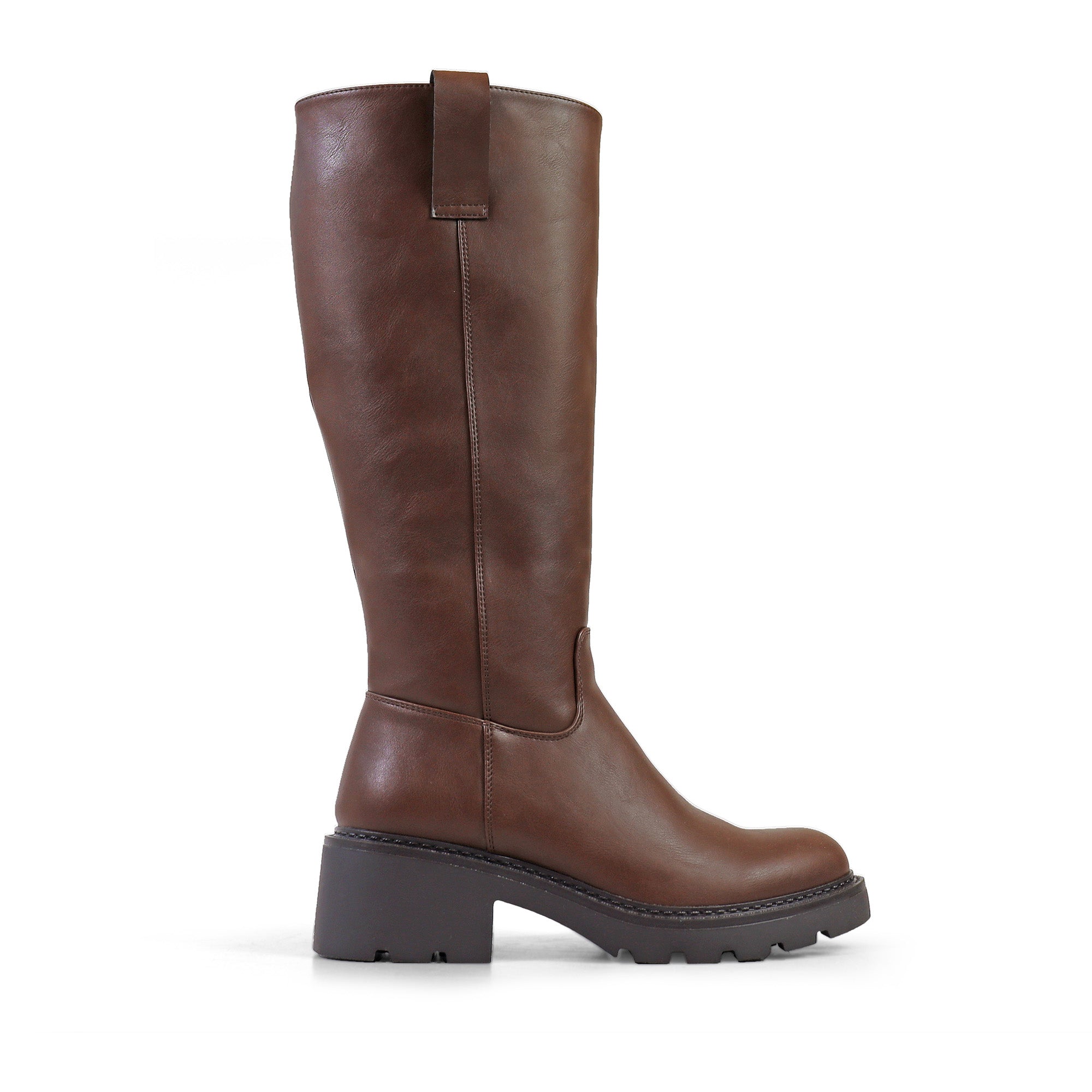 LINDSEY-1 CALF BOOT W/ LUG SOLE CHOCOLATE