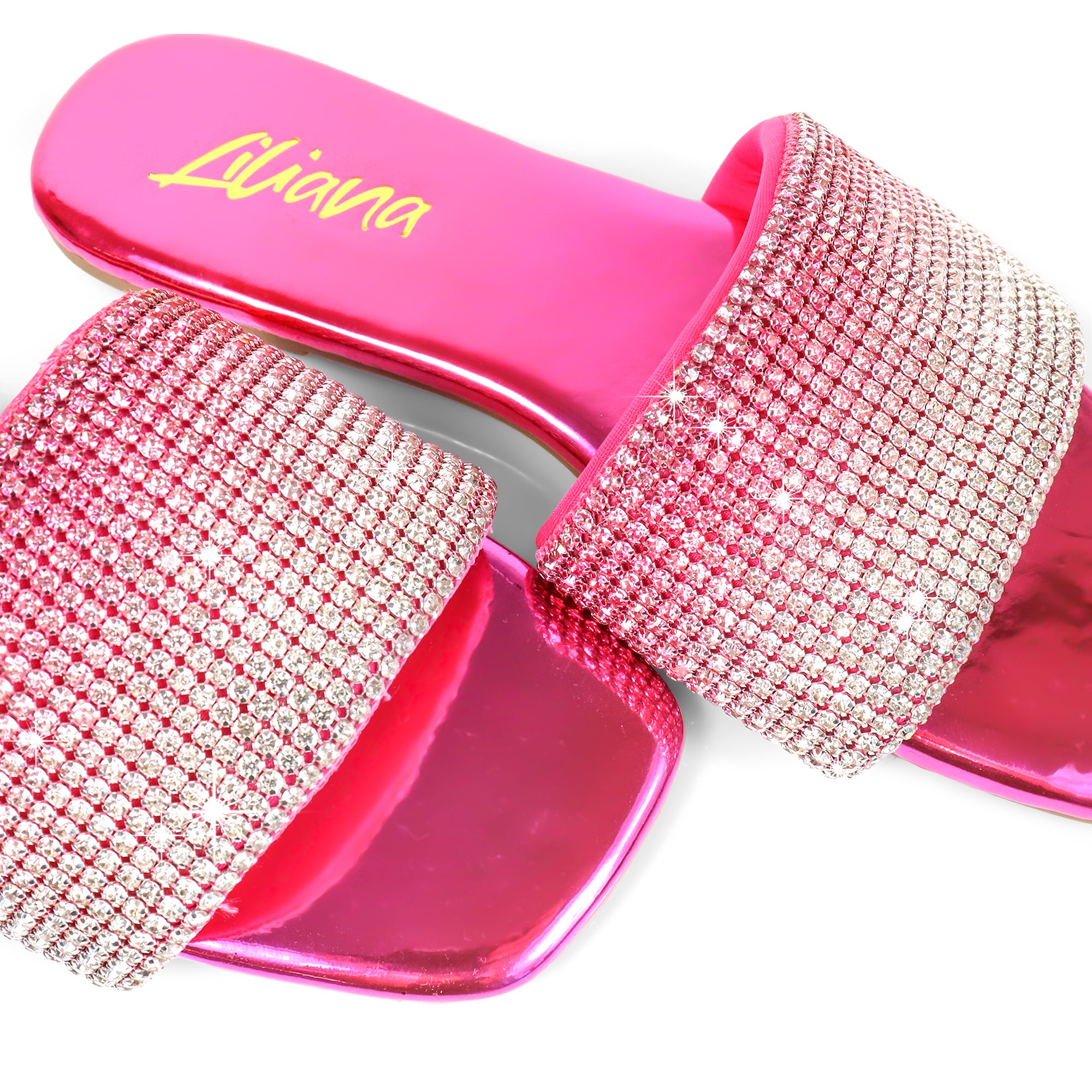 LISA-45- GRADIENT RHINESTONE FLAT SLIDE FUCHSIA