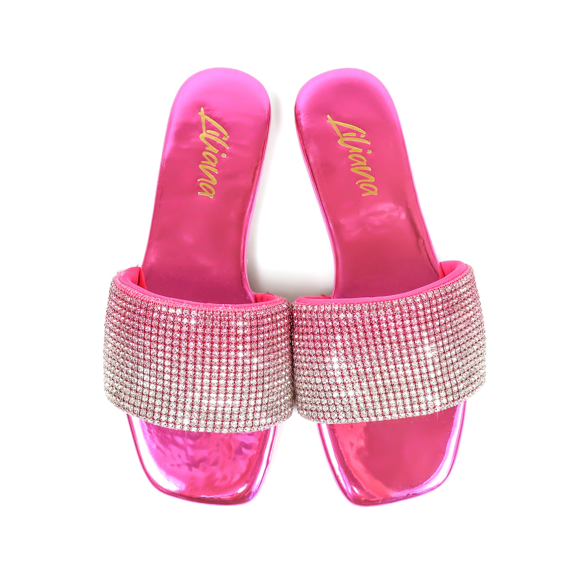 LISA-45- GRADIENT RHINESTONE FLAT SLIDE FUCHSIA