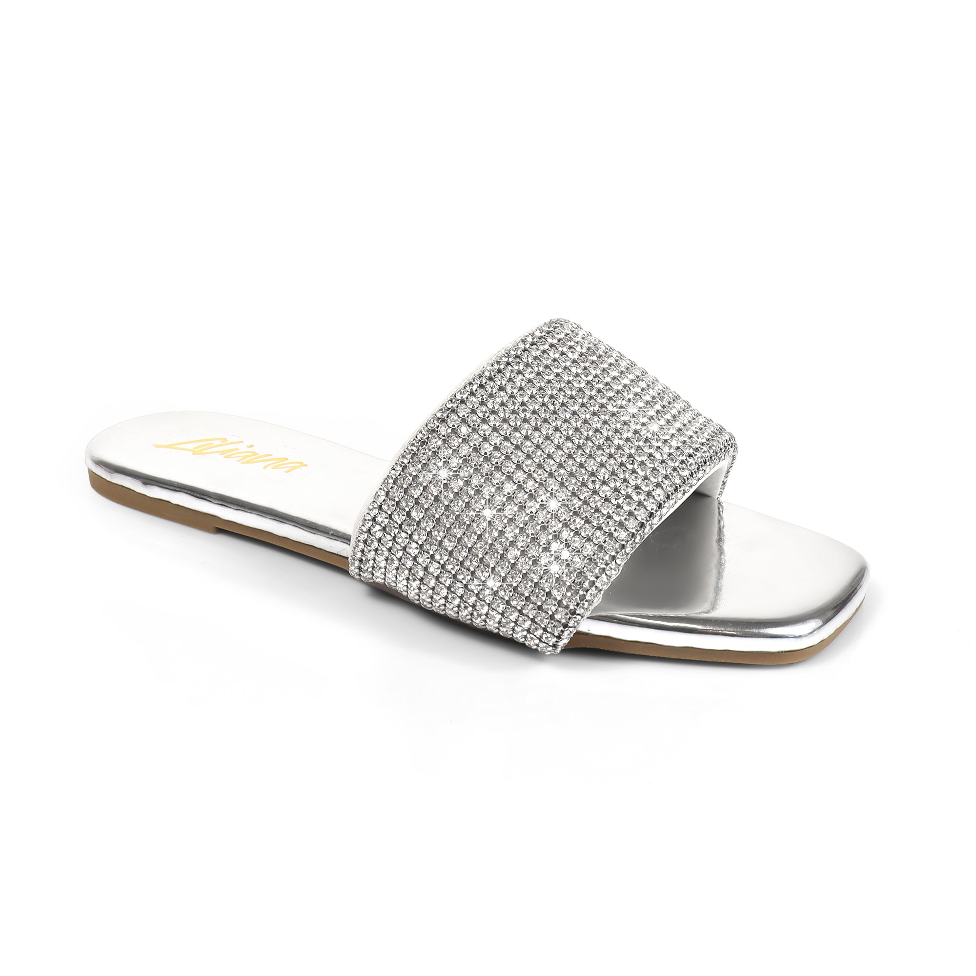 LISA-45- GRADIENT RHINESTONE FLAT SLIDE SILVER