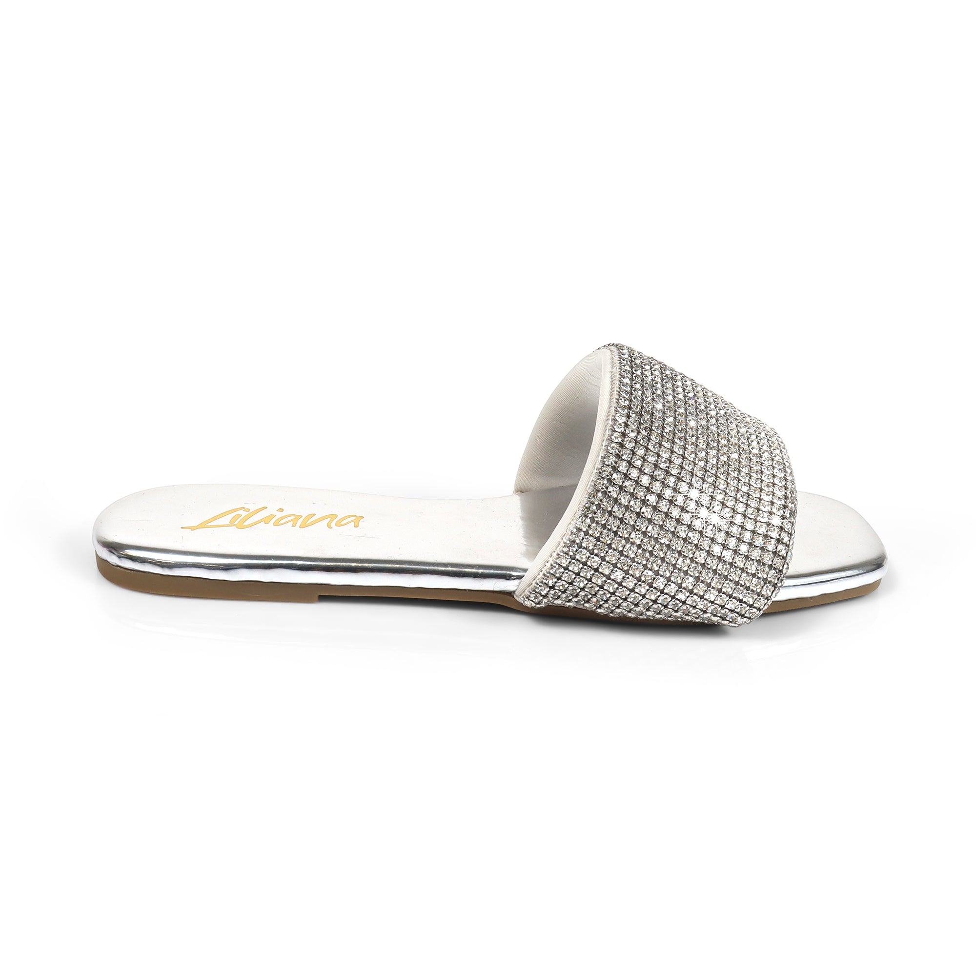 LISA-45- GRADIENT RHINESTONE FLAT SLIDE SILVER