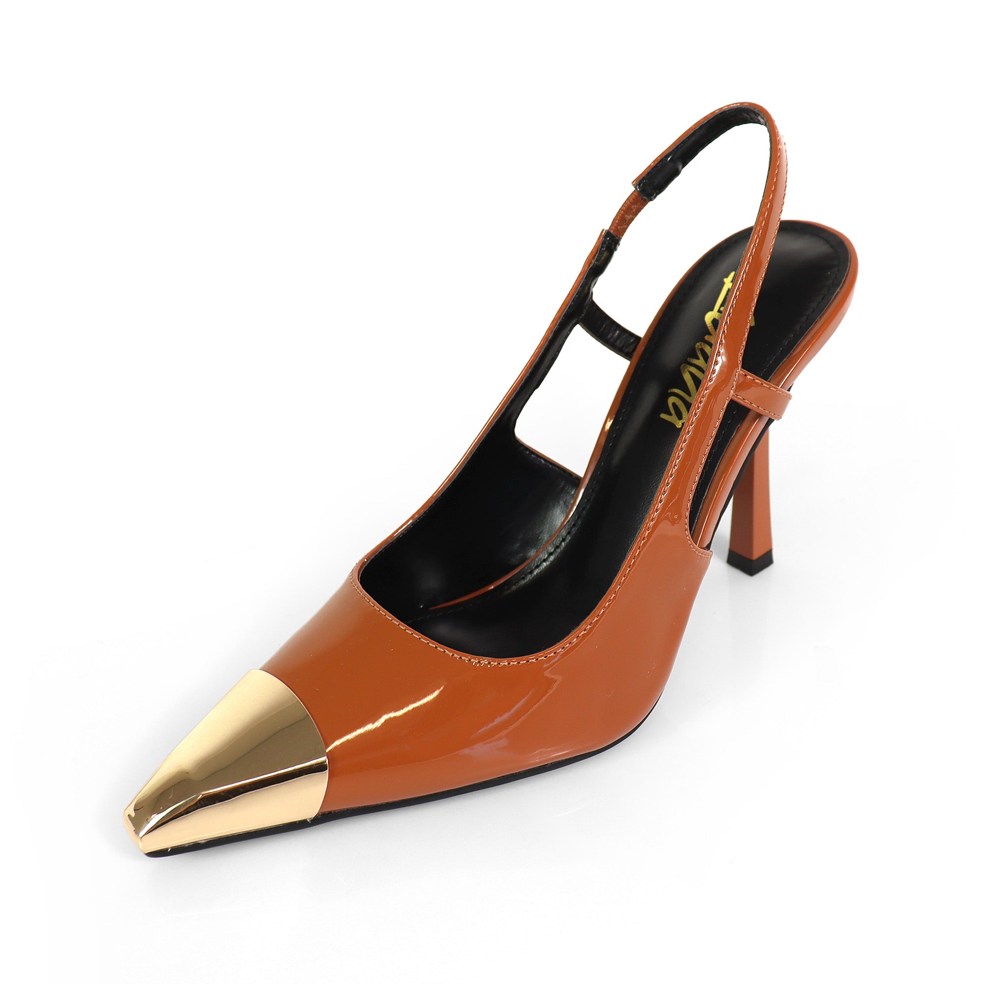 LIYA-10 SQUARE POINTED TOE SLINGBACK W/ GEOMETRIC HEEL TOFF