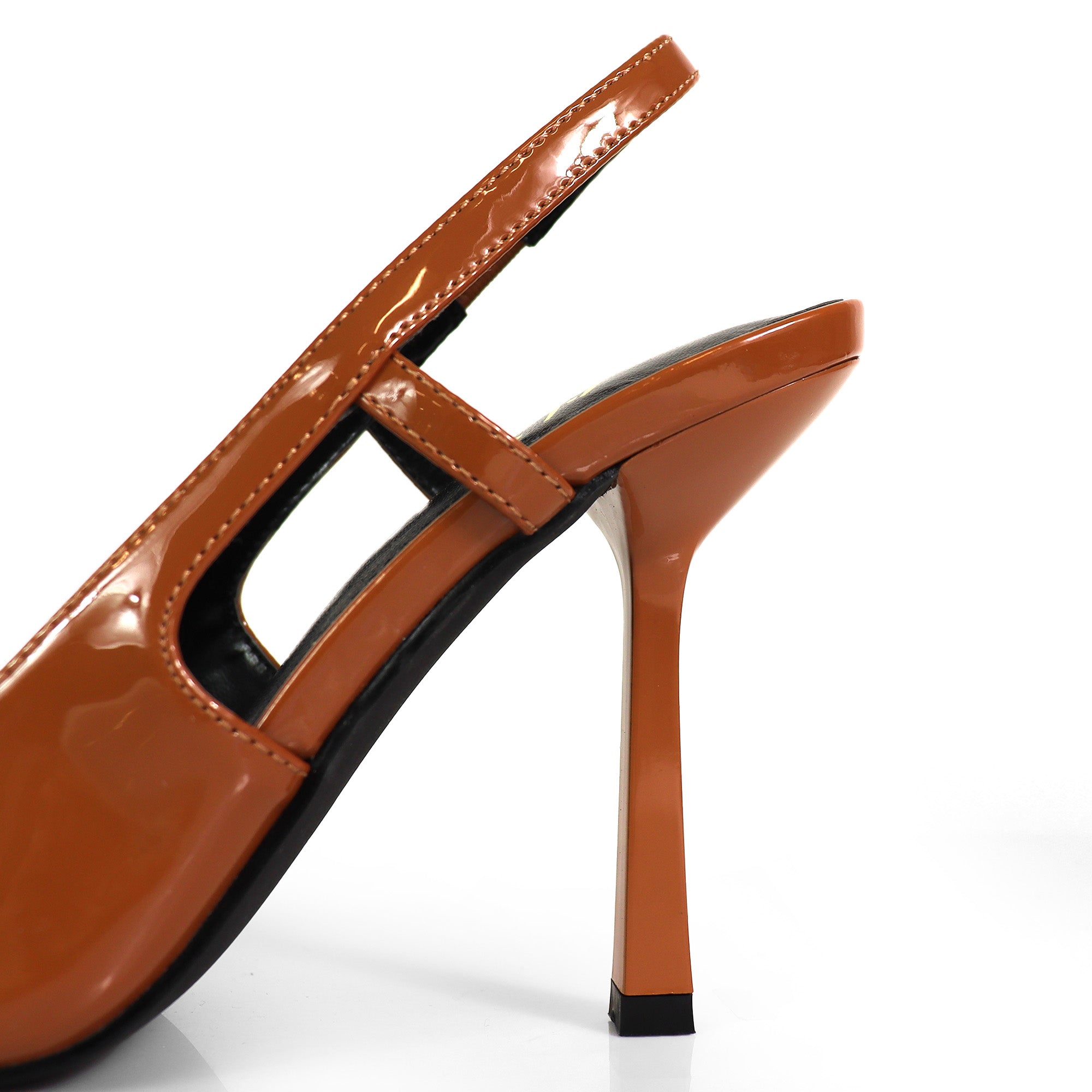 LIYA-10 SQUARE POINTED TOE SLINGBACK W/ GEOMETRIC HEEL TOFF