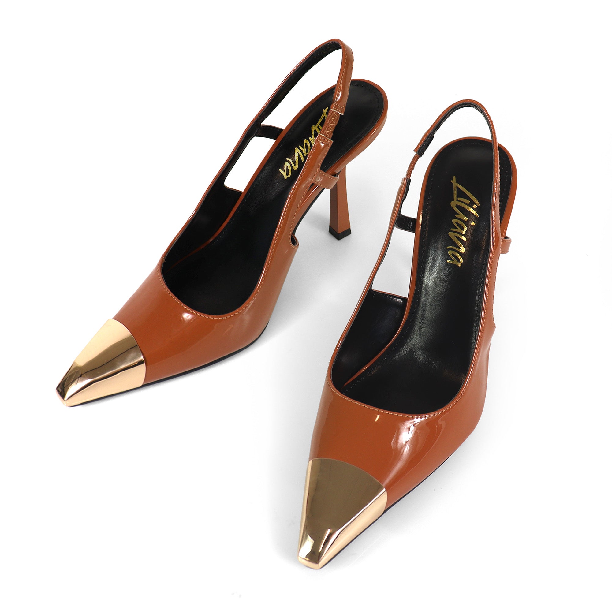 LIYA-10 SQUARE POINTED TOE SLINGBACK W/ GEOMETRIC HEEL TOFF