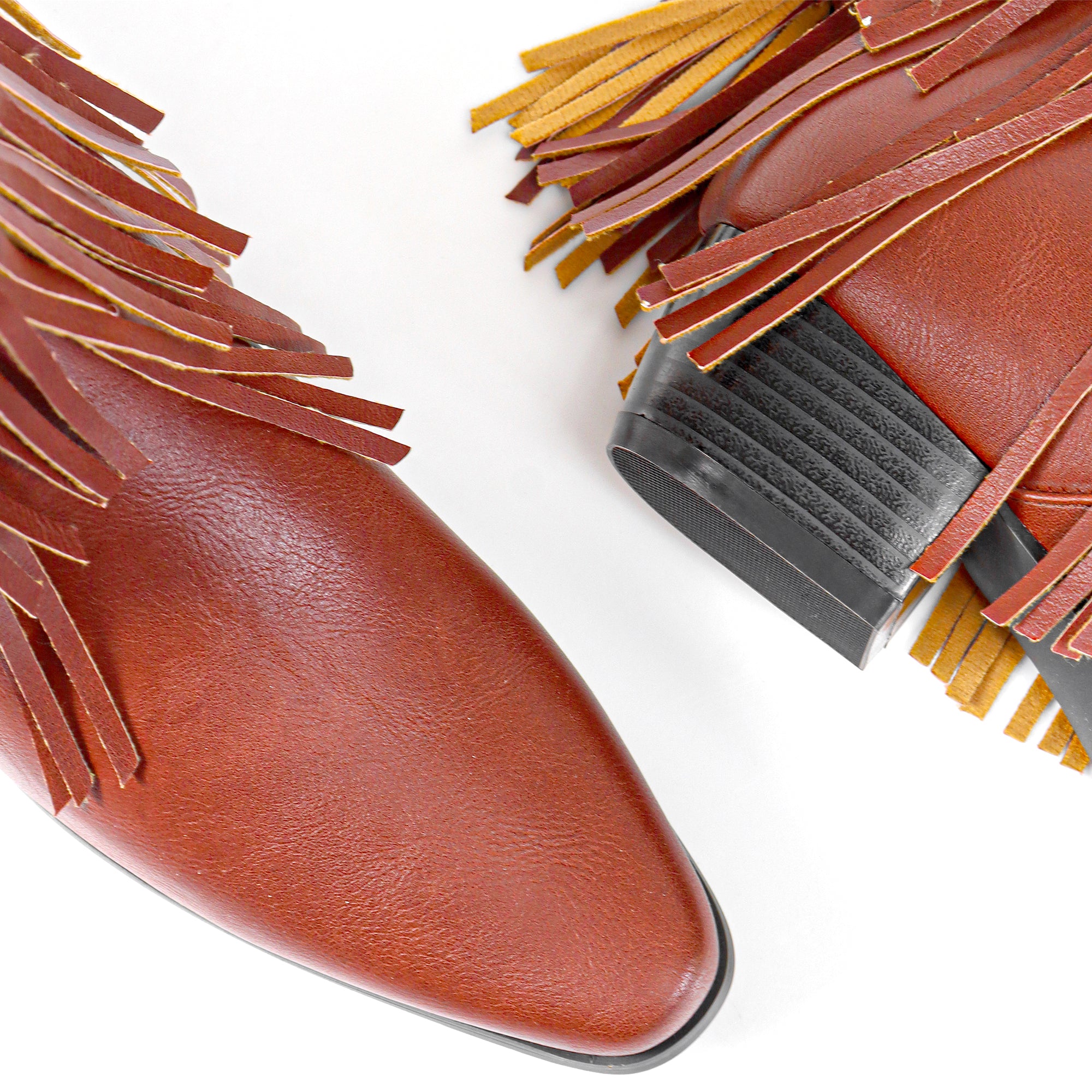LIZZY-15 STUD FRINGE WESTERN BOOTIE MAROON