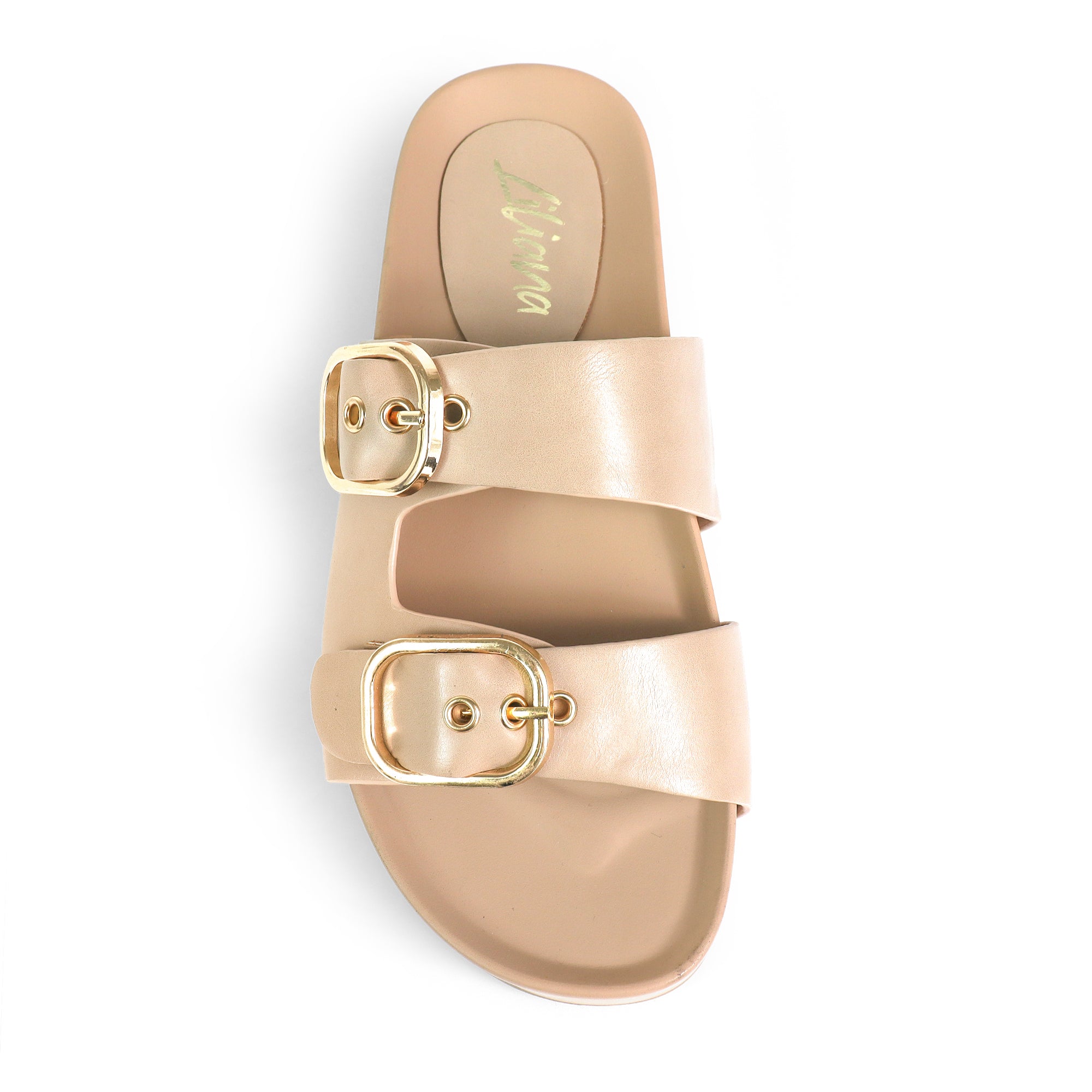 LUK-1 DUO BUCKLE WEDGE SANDAL BEIGE