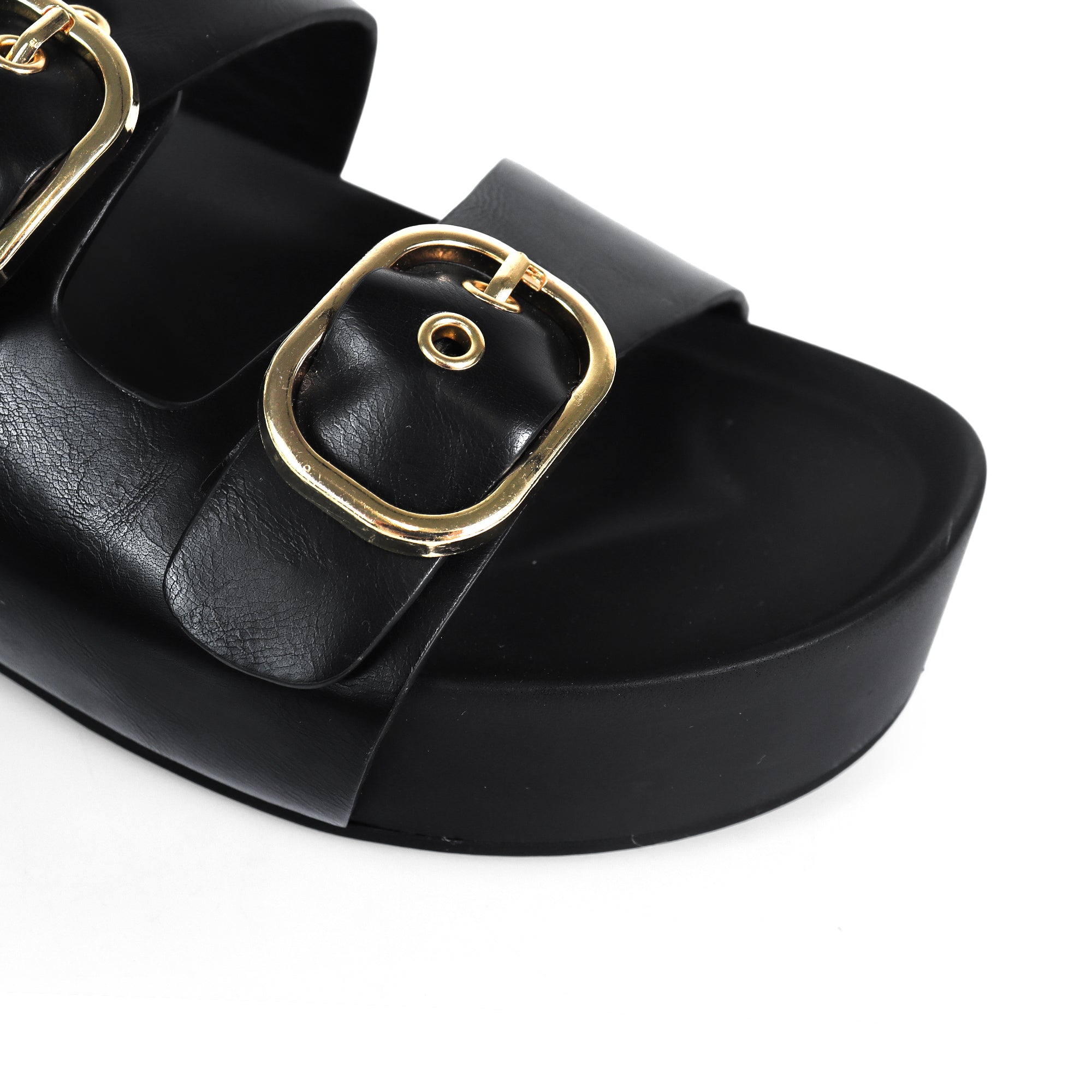 LUK-1 DUO BUCKLE WEDGE SANDAL BLACK