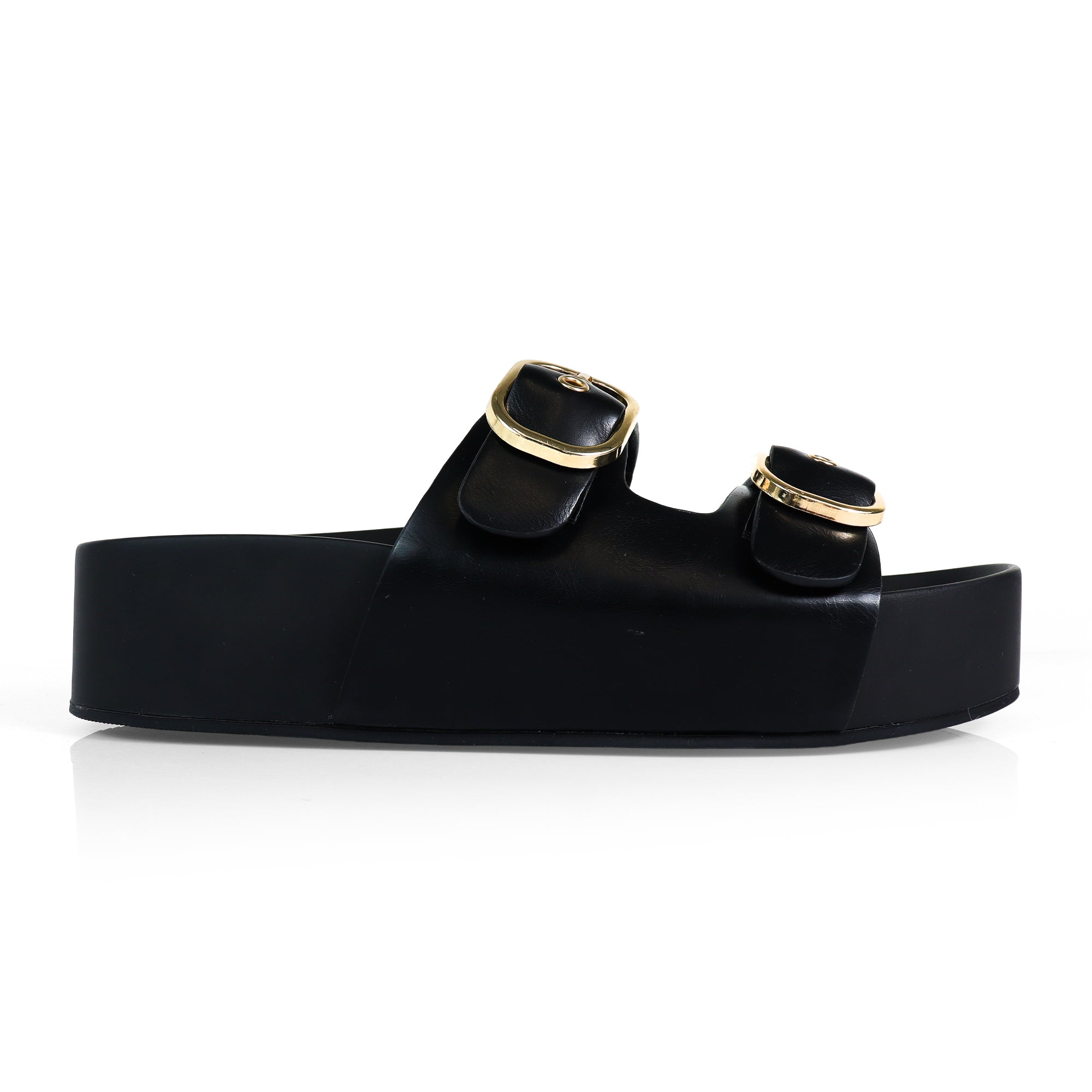 LUK-1 DUO BUCKLE WEDGE SANDAL BLACK