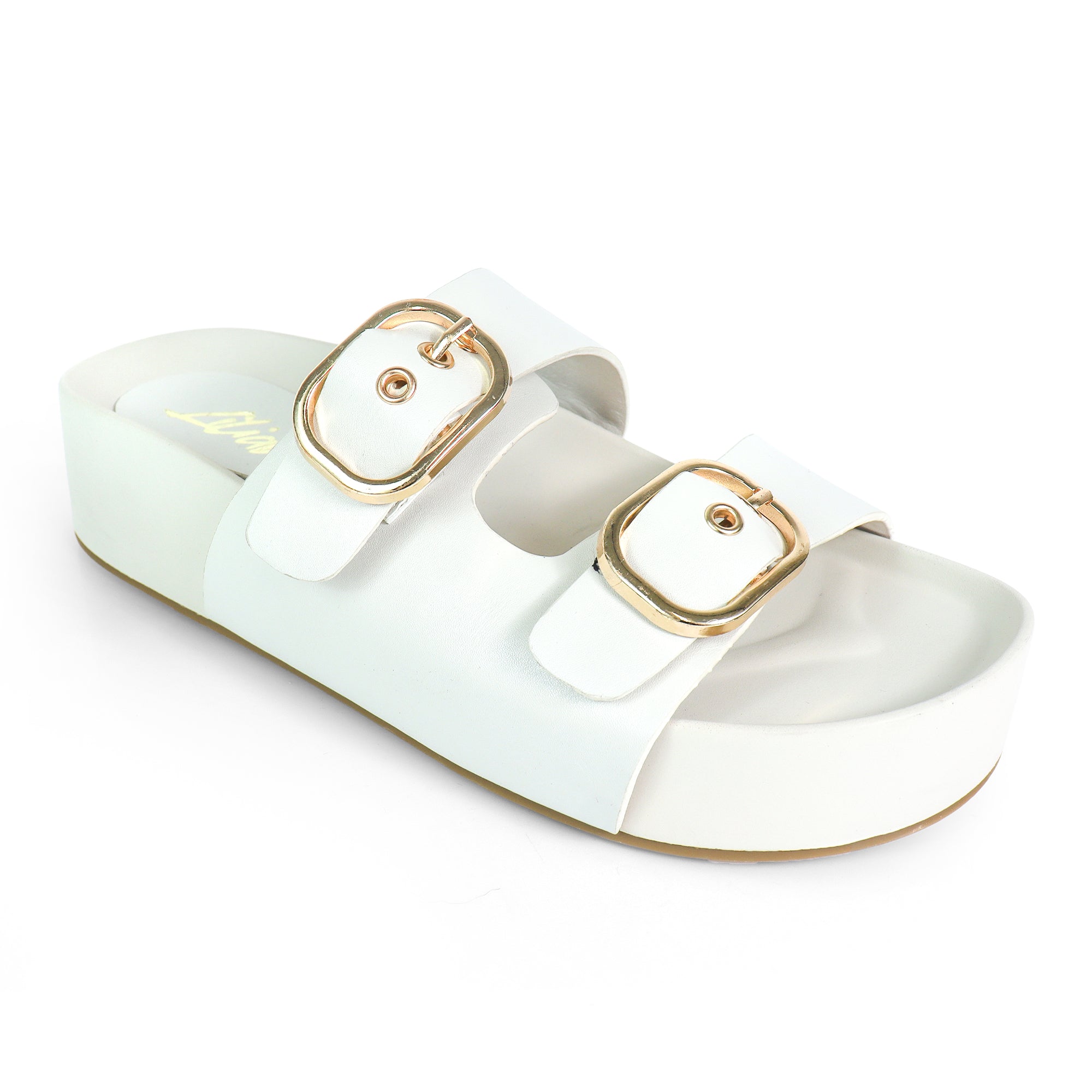 LUK-1 DUO BUCKLE WEDGE SANDAL OFF WHITE