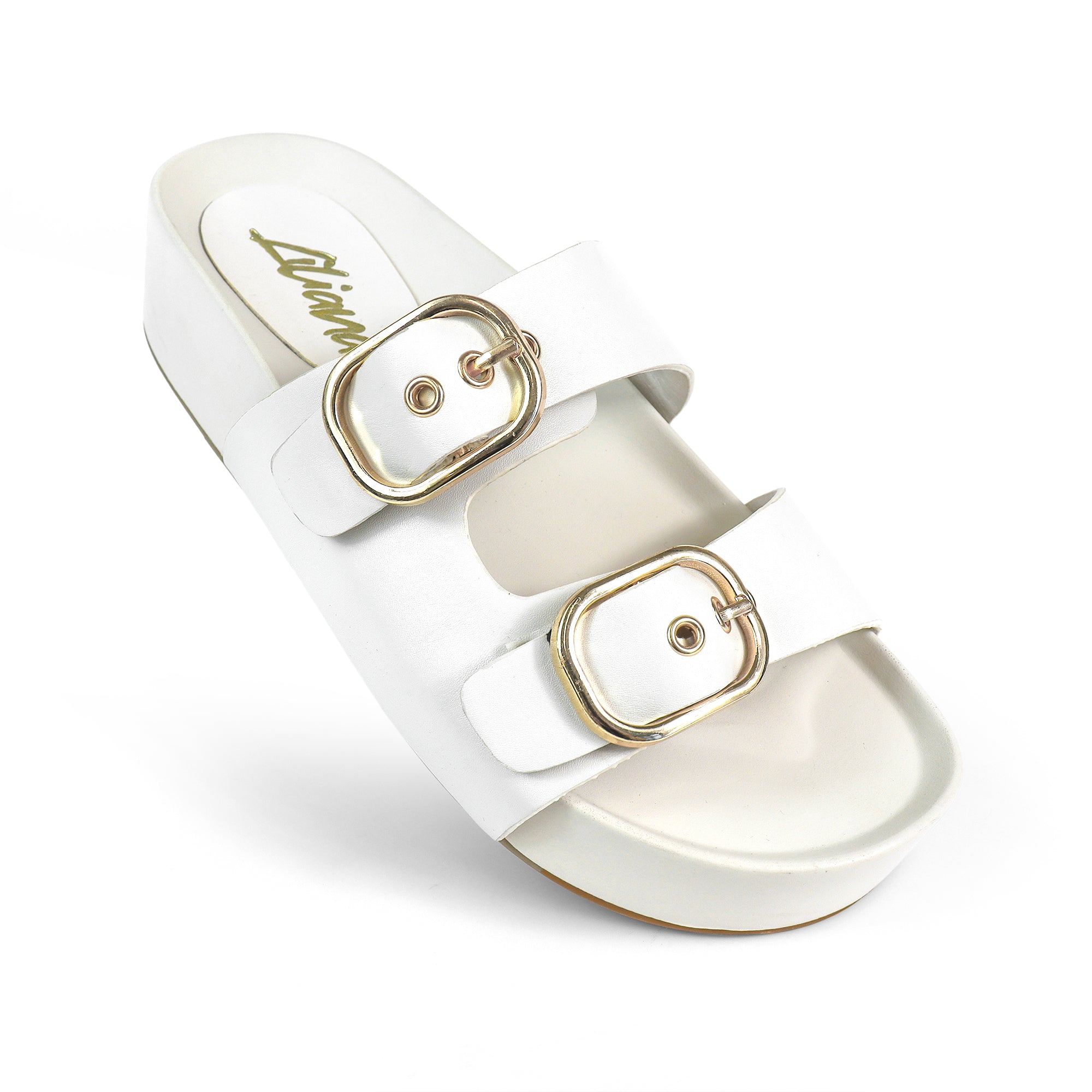 LUK-1 DUO BUCKLE WEDGE SANDAL OFF WHITE