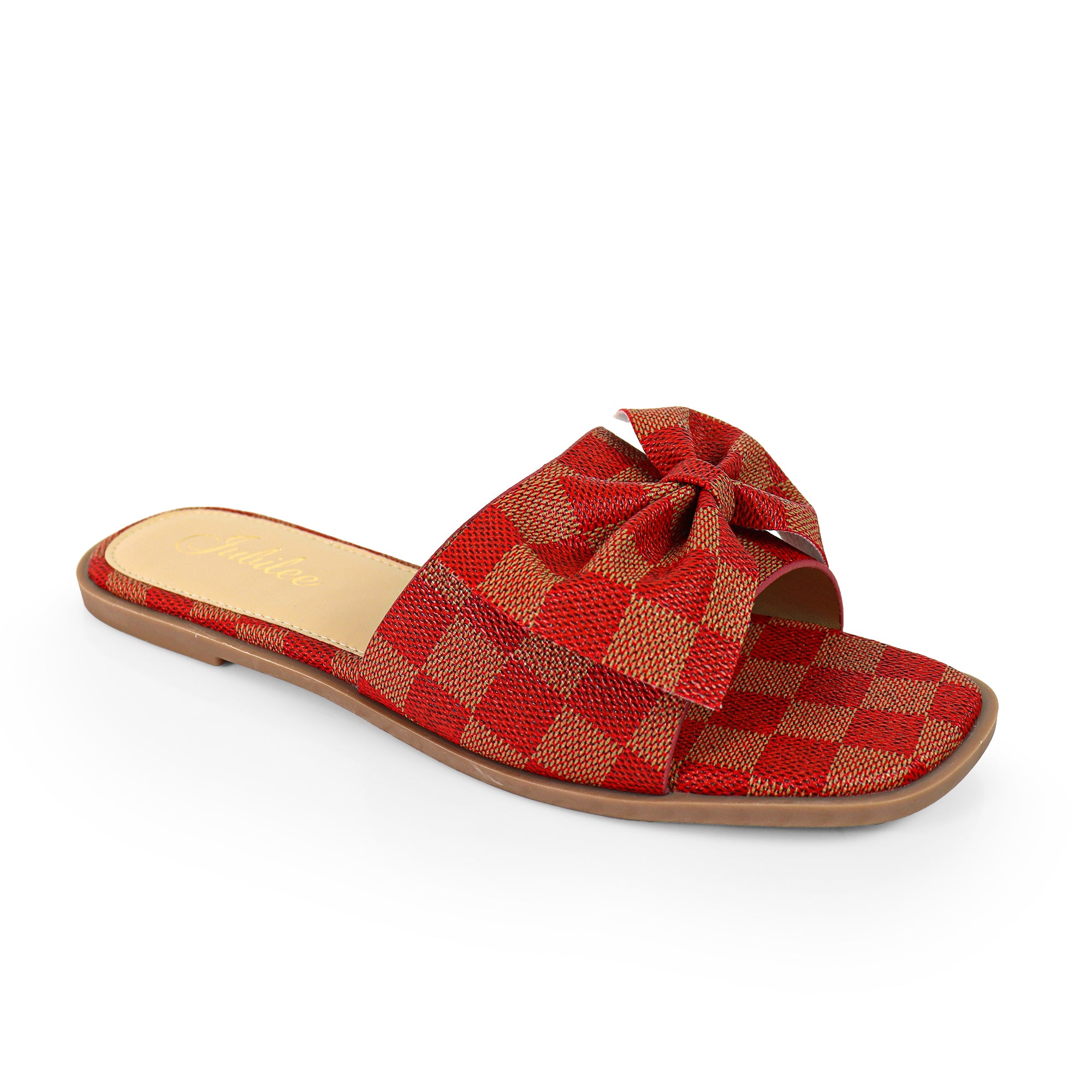 MADRID-1 CHECKERBOARD BOW SANDAL RED