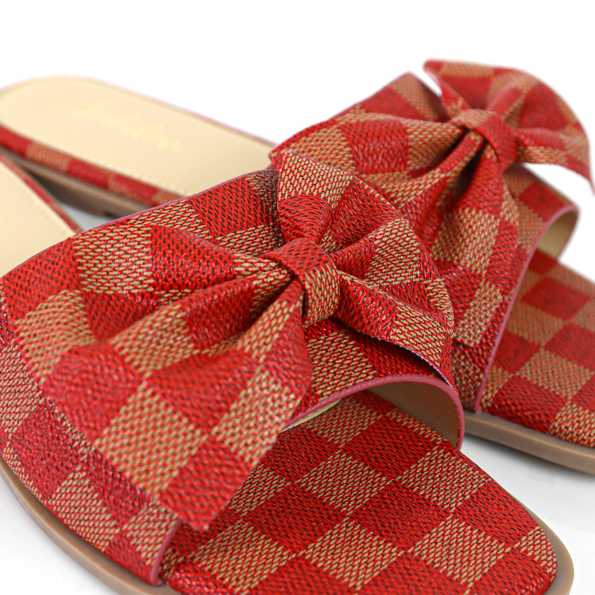 MADRID-1 CHECKERBOARD BOW SANDAL RED