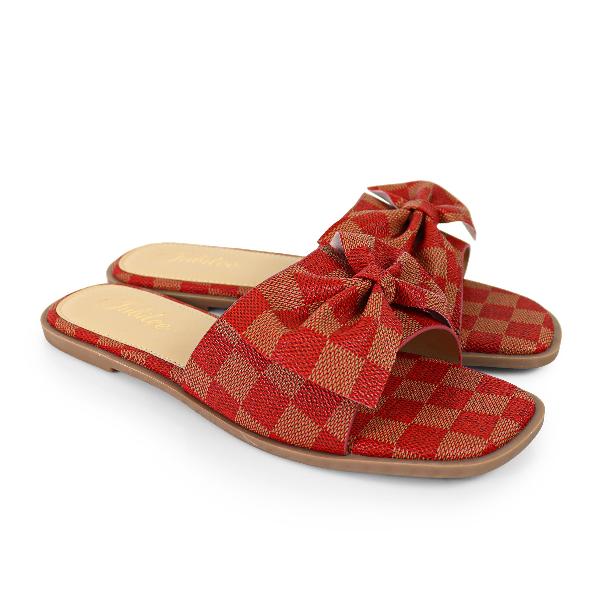 MADRID-1 CHECKERBOARD BOW SANDAL RED