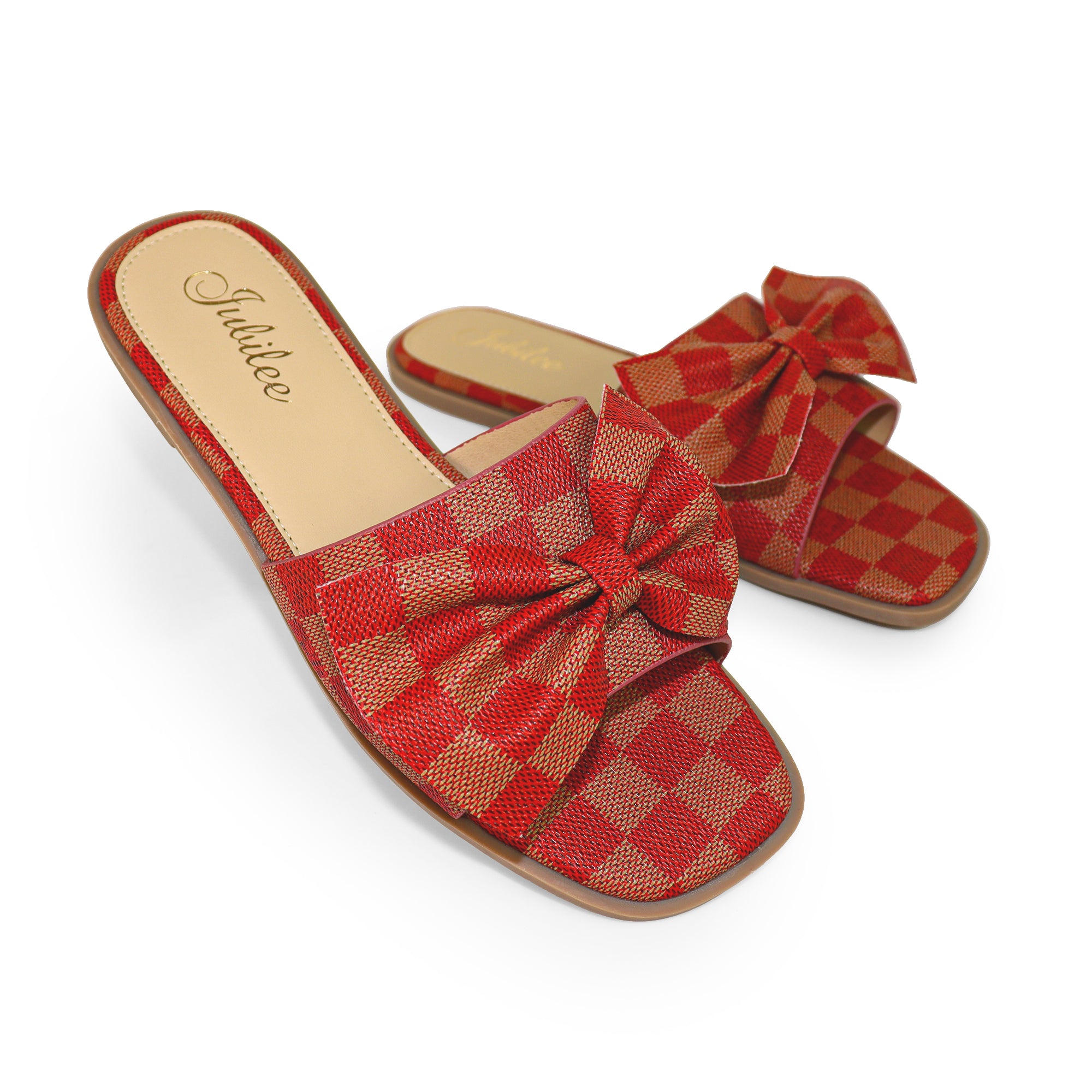 MADRID-1 CHECKERBOARD BOW SANDAL RED