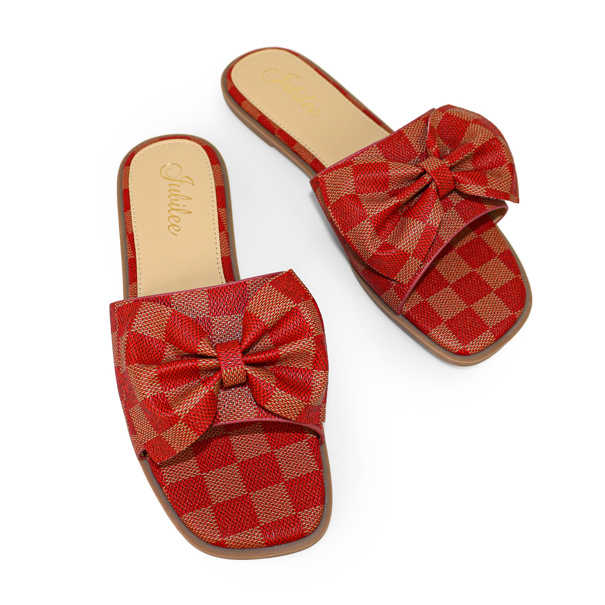 MADRID-1 CHECKERBOARD BOW SANDAL RED