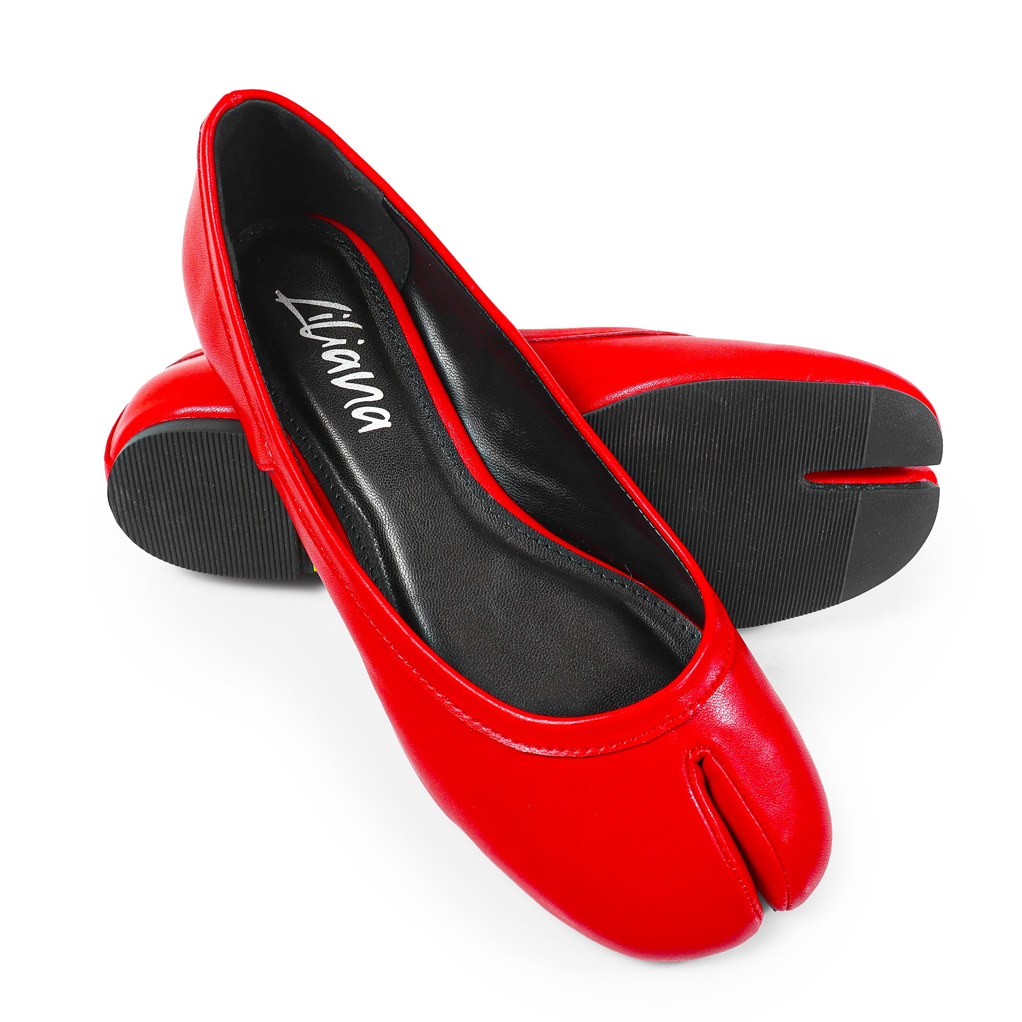 MAHOMES-2 TABI CAMEL SPLIT TOE FLAT RED