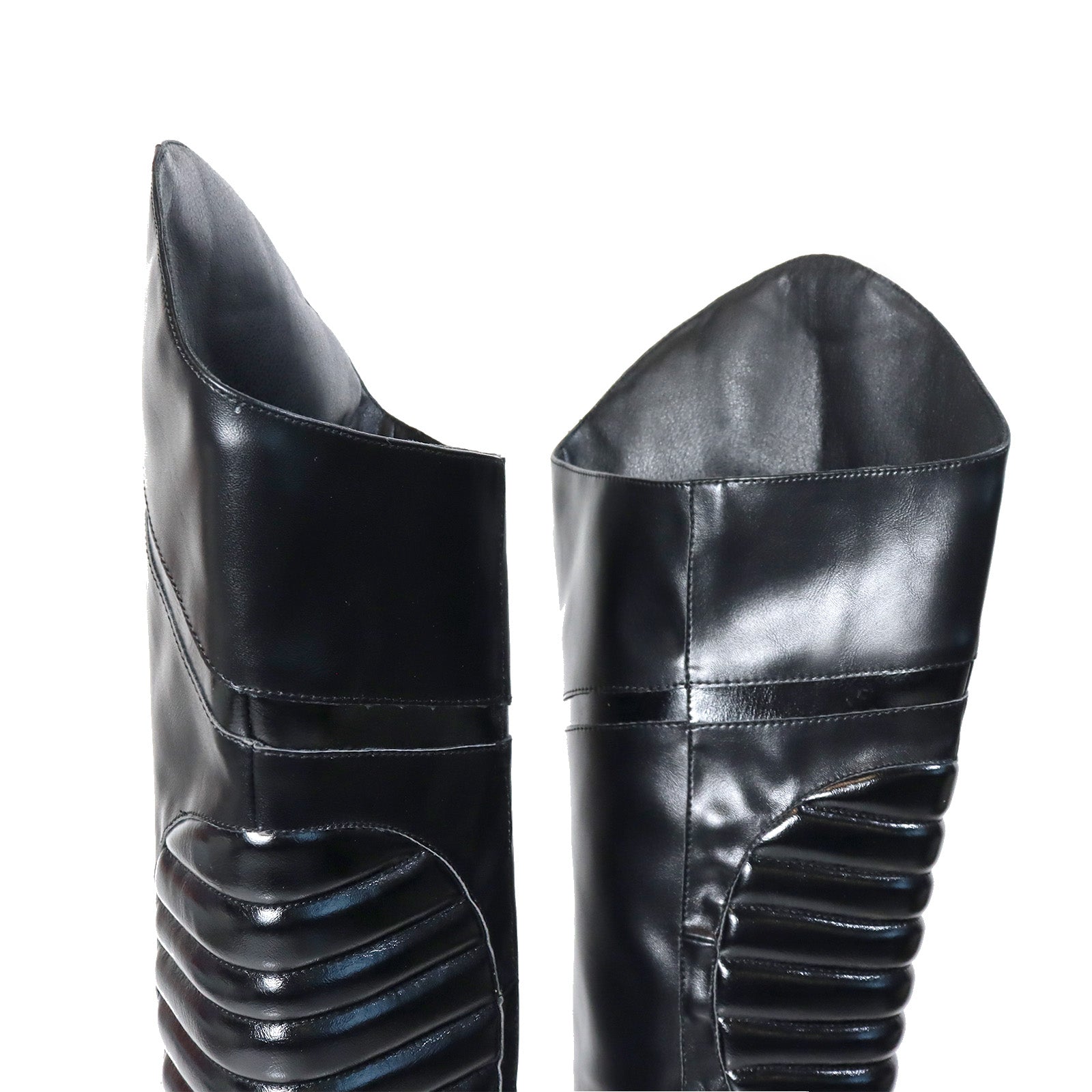 MANTRA-1 POINTED TOE MOTORSPORT OVER KNEE HIGH BOOTS W/STIL HEEL BLACK