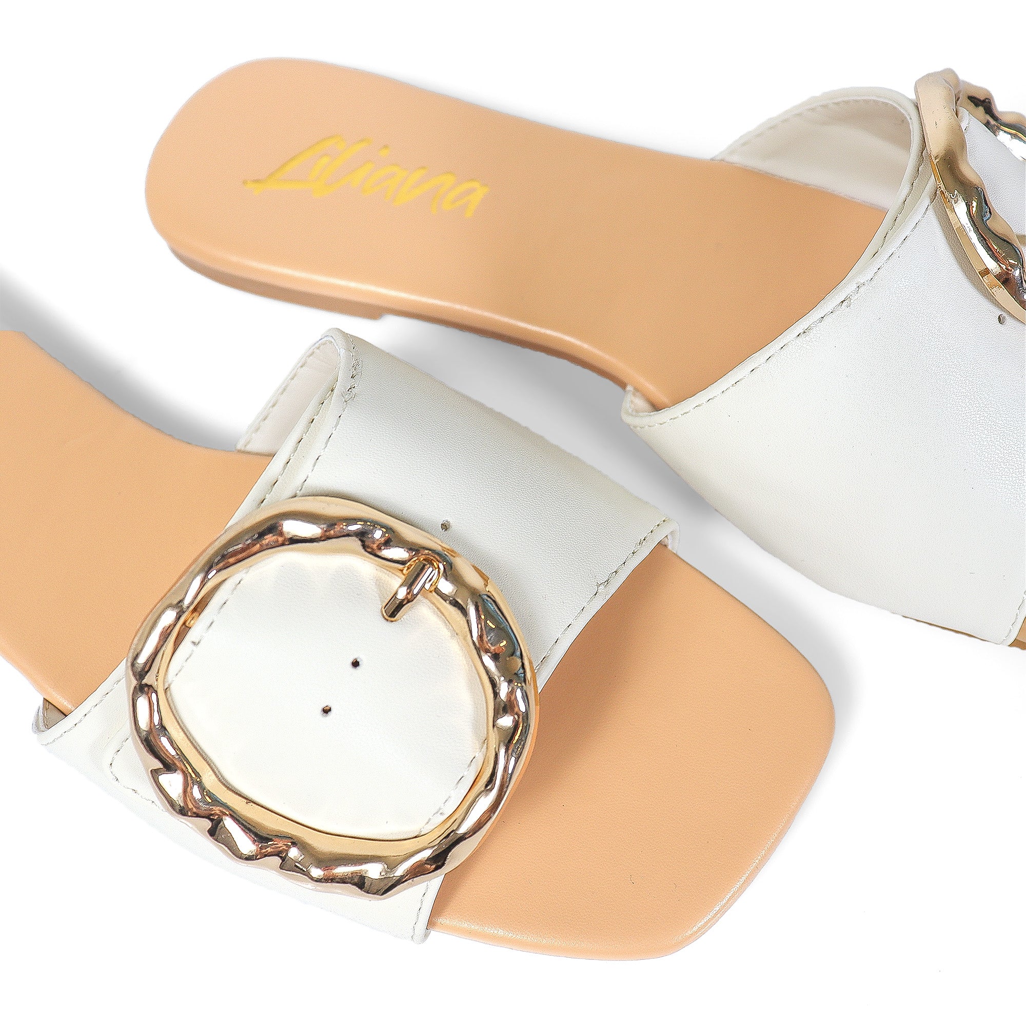 MARA-1 SQUARED OPEN TOE W/ BUCKEL WHITE