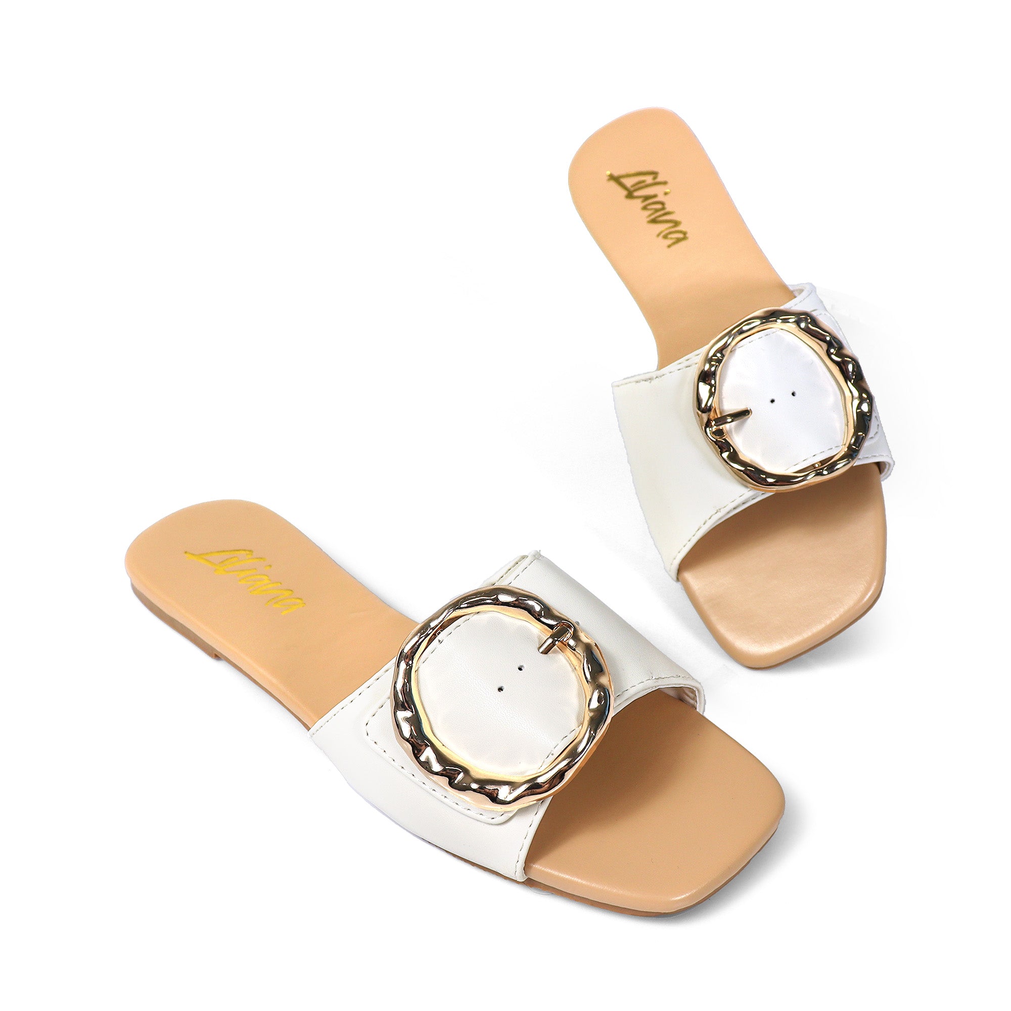 MARA-1 SQUARED OPEN TOE W/ BUCKEL WHITE