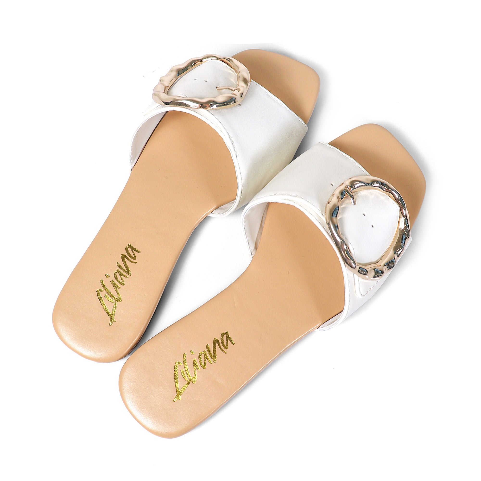 MARA-1 SQUARED OPEN TOE W/ BUCKEL WHITE