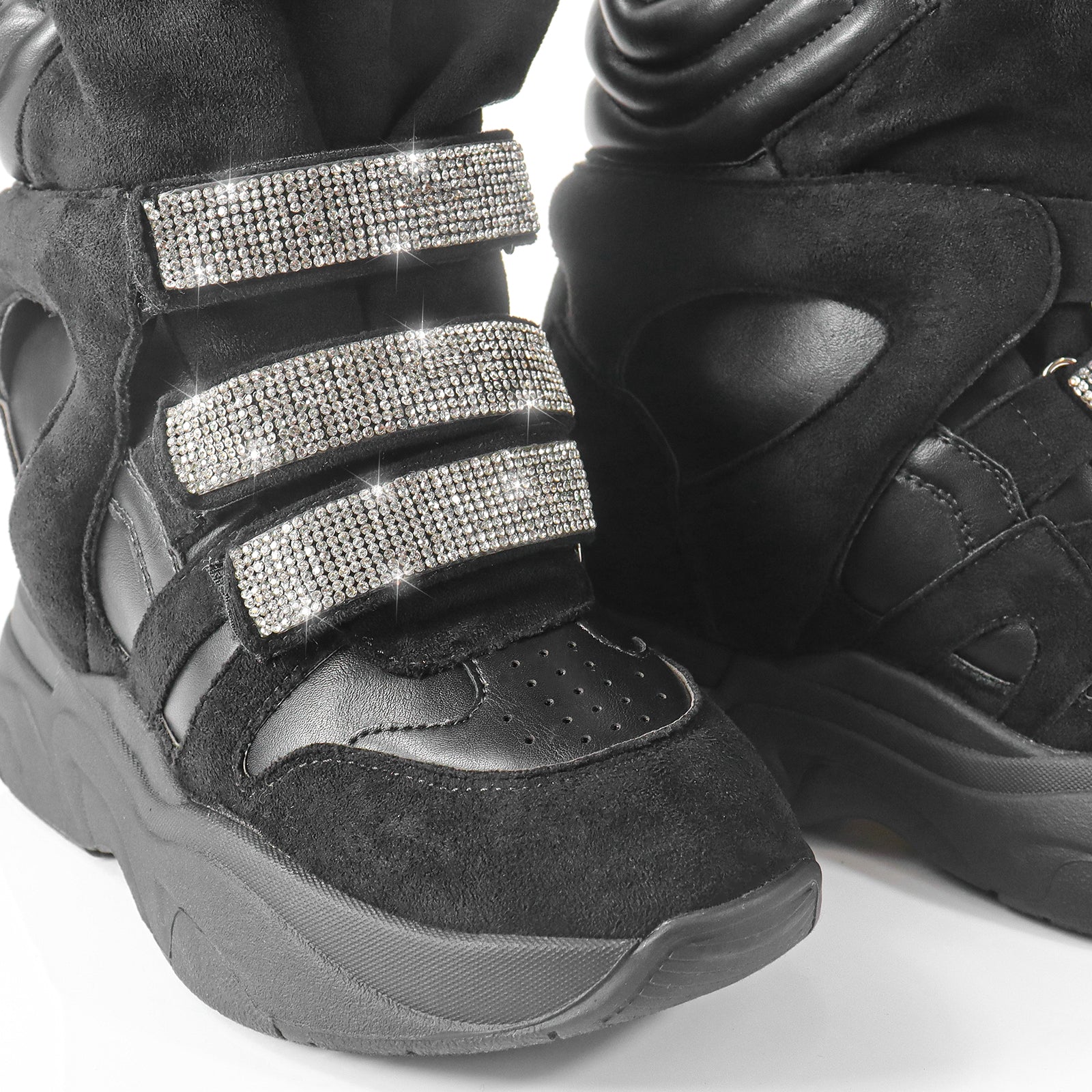 MARANTO-1 SPORTY RHINESTONE SNEAKER WEDGE BLACK