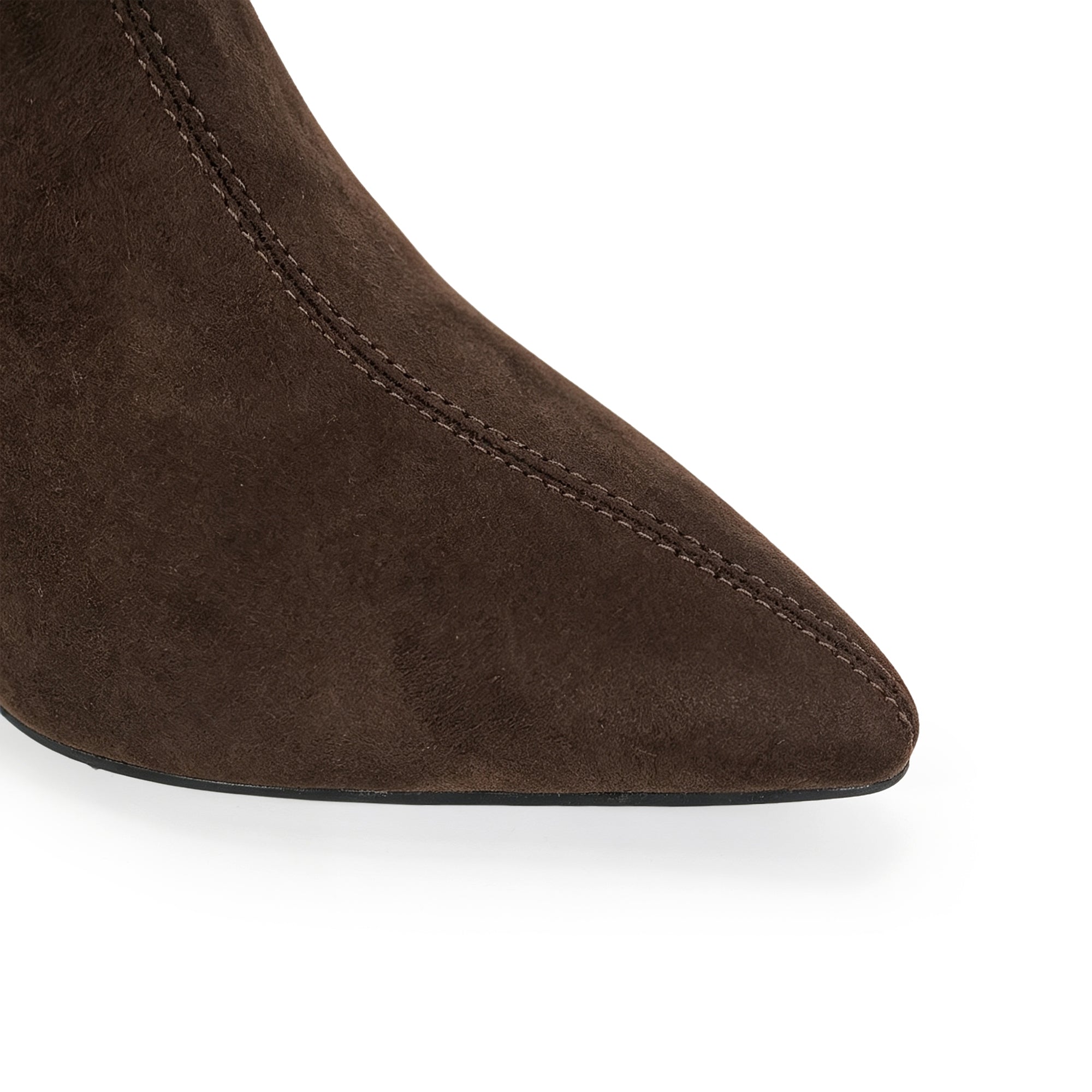 MARIANNE-1 POINTED TOE BOOTIES CHOCOLATE SUEDE