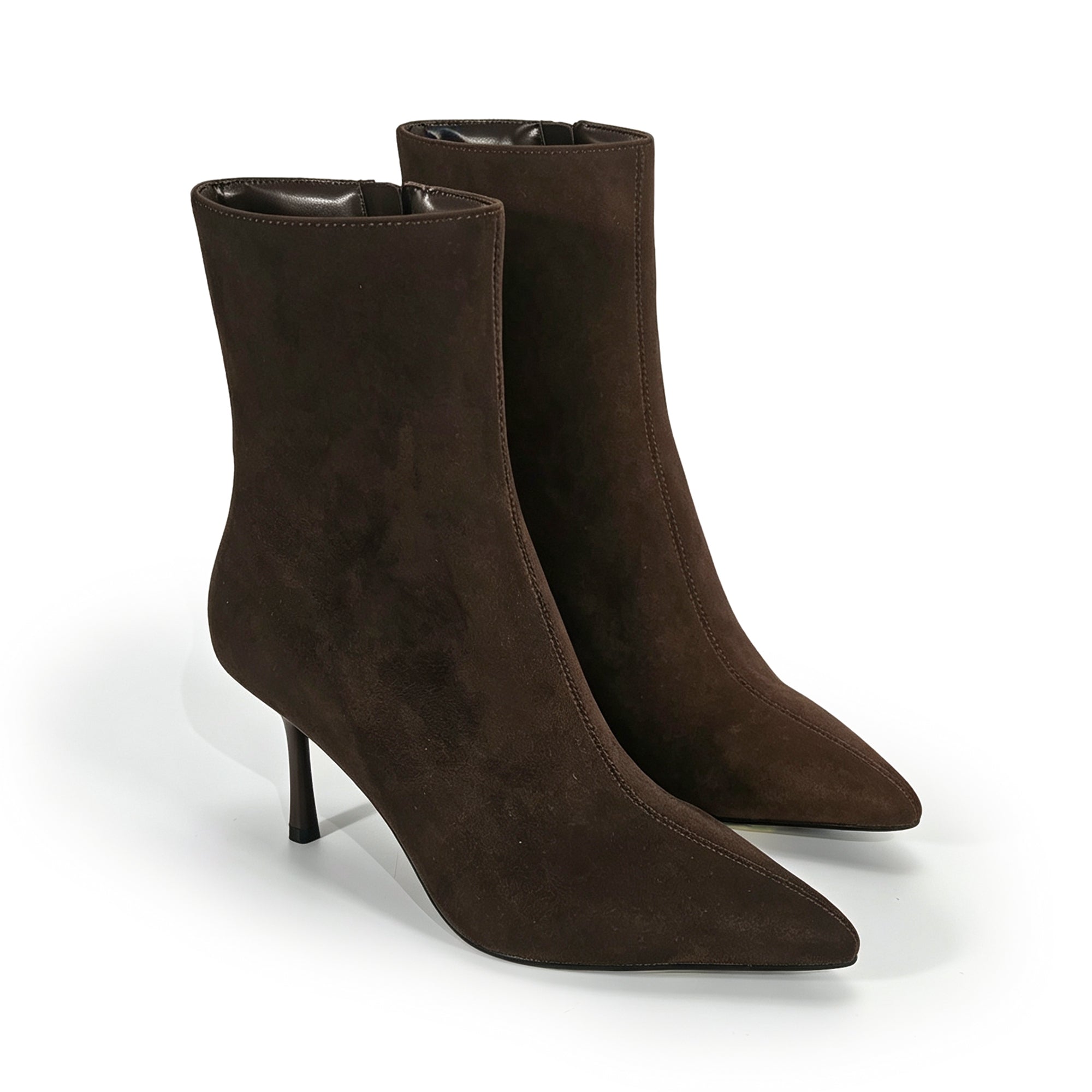 MARIANNE-1 POINTED TOE BOOTIES CHOCOLATE SUEDE