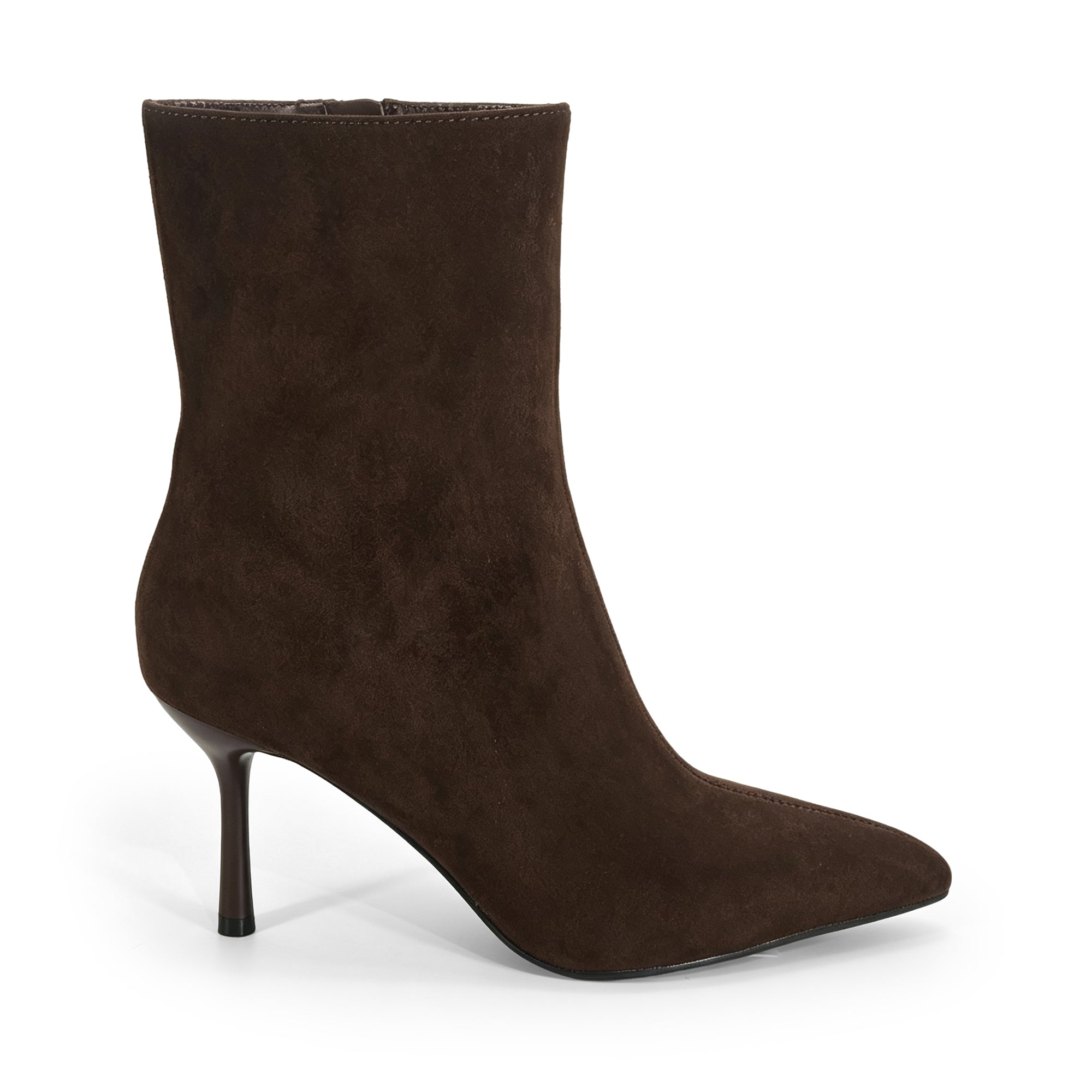 MARIANNE-1 POINTED TOE BOOTIES CHOCOLATE SUEDE