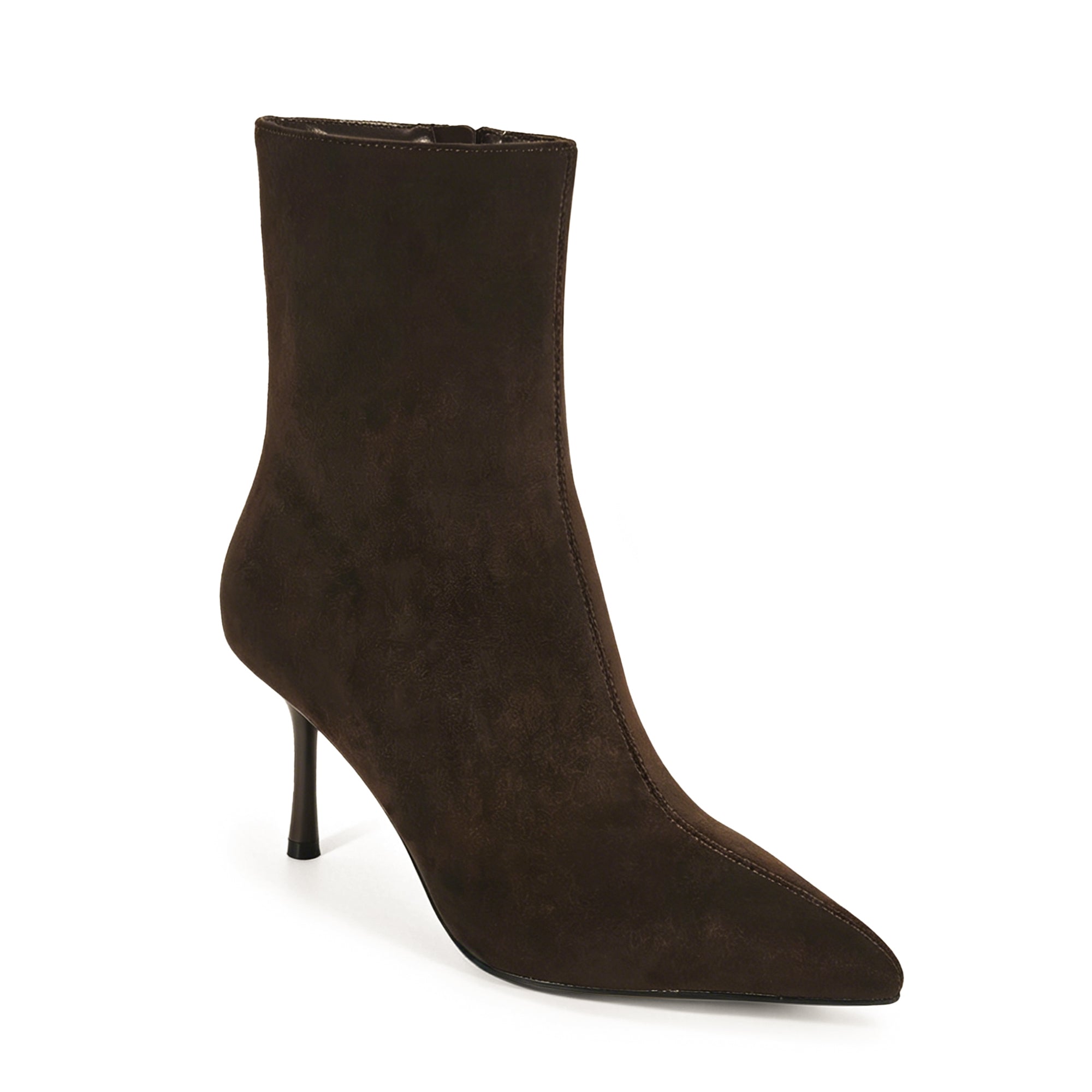 MARIANNE-1 POINTED TOE BOOTIES CHOCOLATE SUEDE