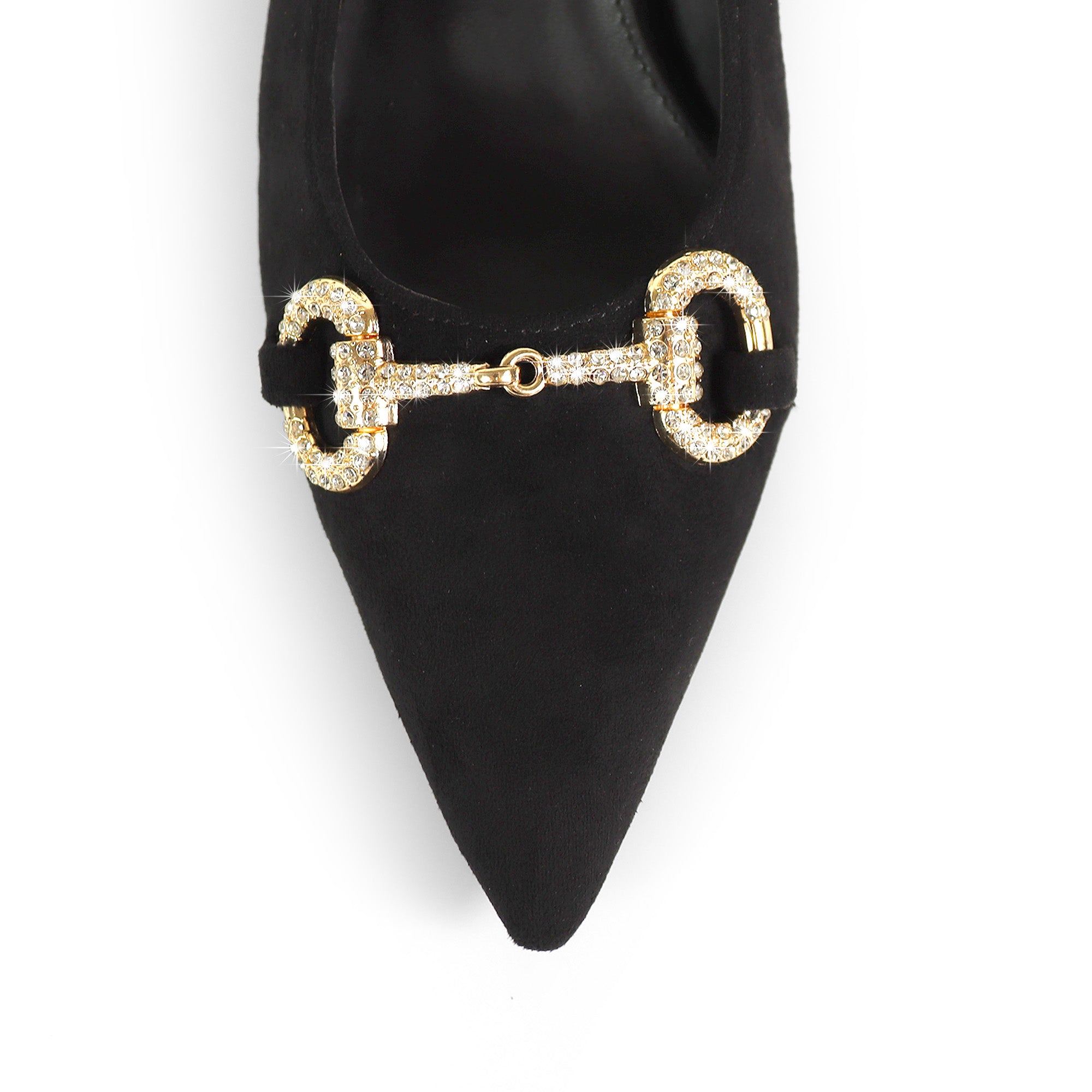 MARIBEL-1 POINTED TOE RHINESTONE HORSEBIT W/SLINGBACK PUMP BLACK
