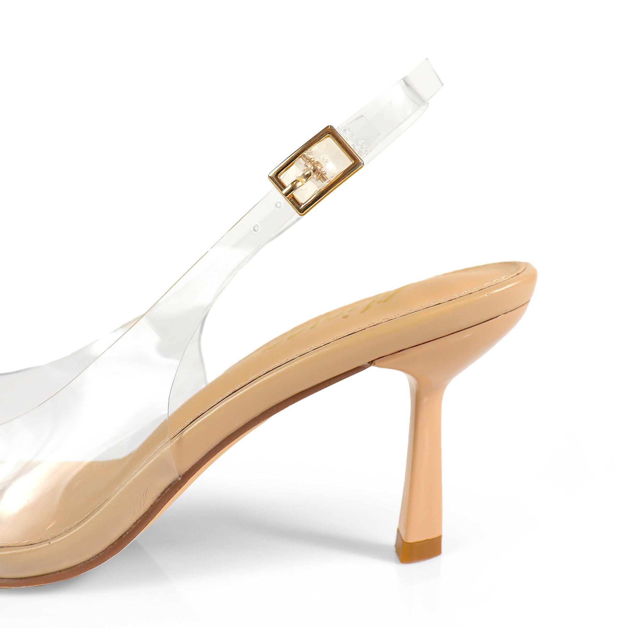 MARIBEL-1 POINTED TOE RHINESTONE HORSEBIT W/SLINGBACK PUMP CLEAR