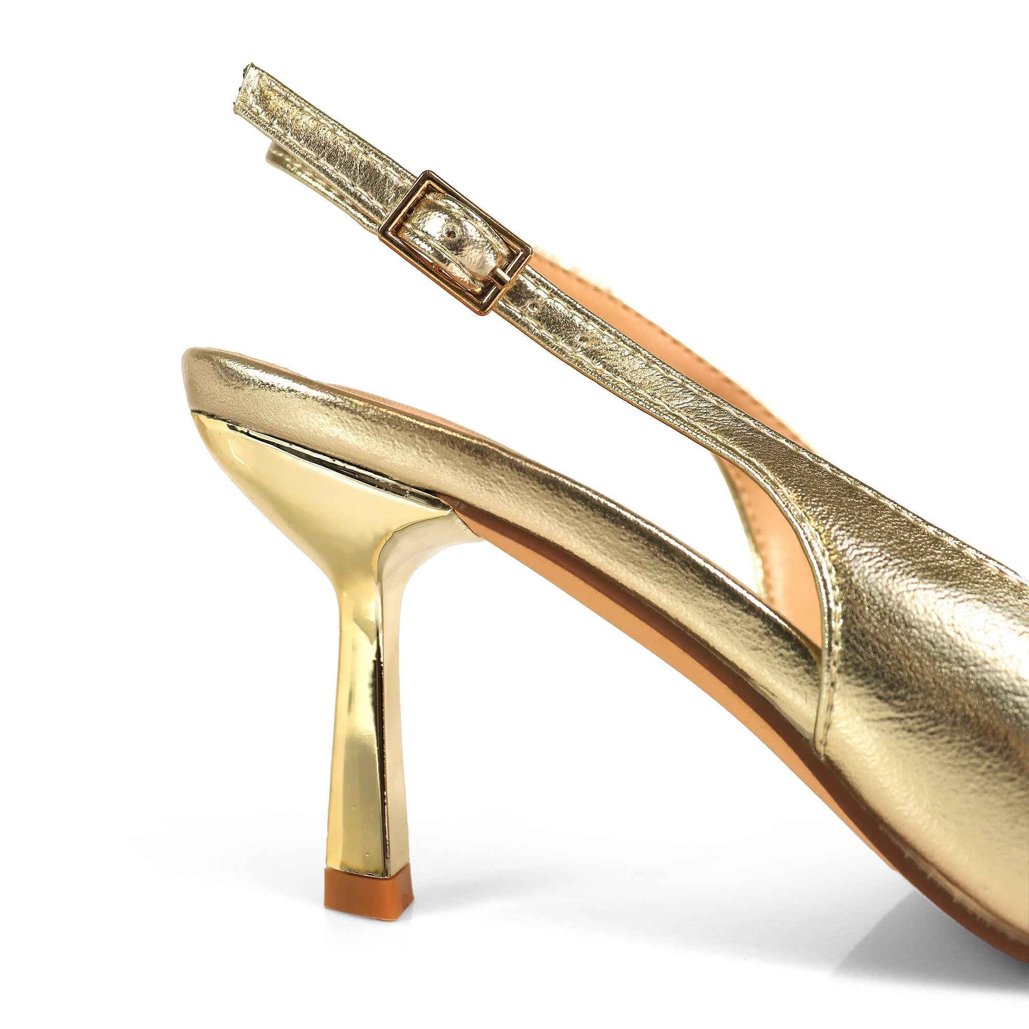 MARIBEL-1 POINTED TOE RHINESTONE HORSEBIT W/SLINGBACK PUMP GOLD